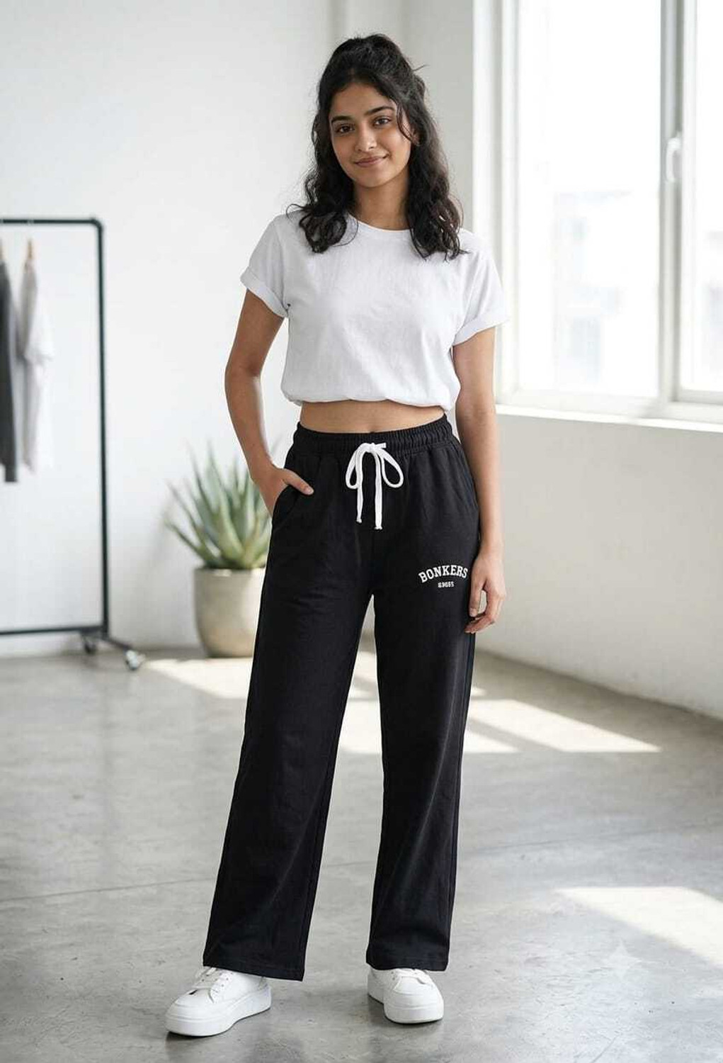 Image of clugenix Women Slim Fit Dark Green Cotton Blend Trousers