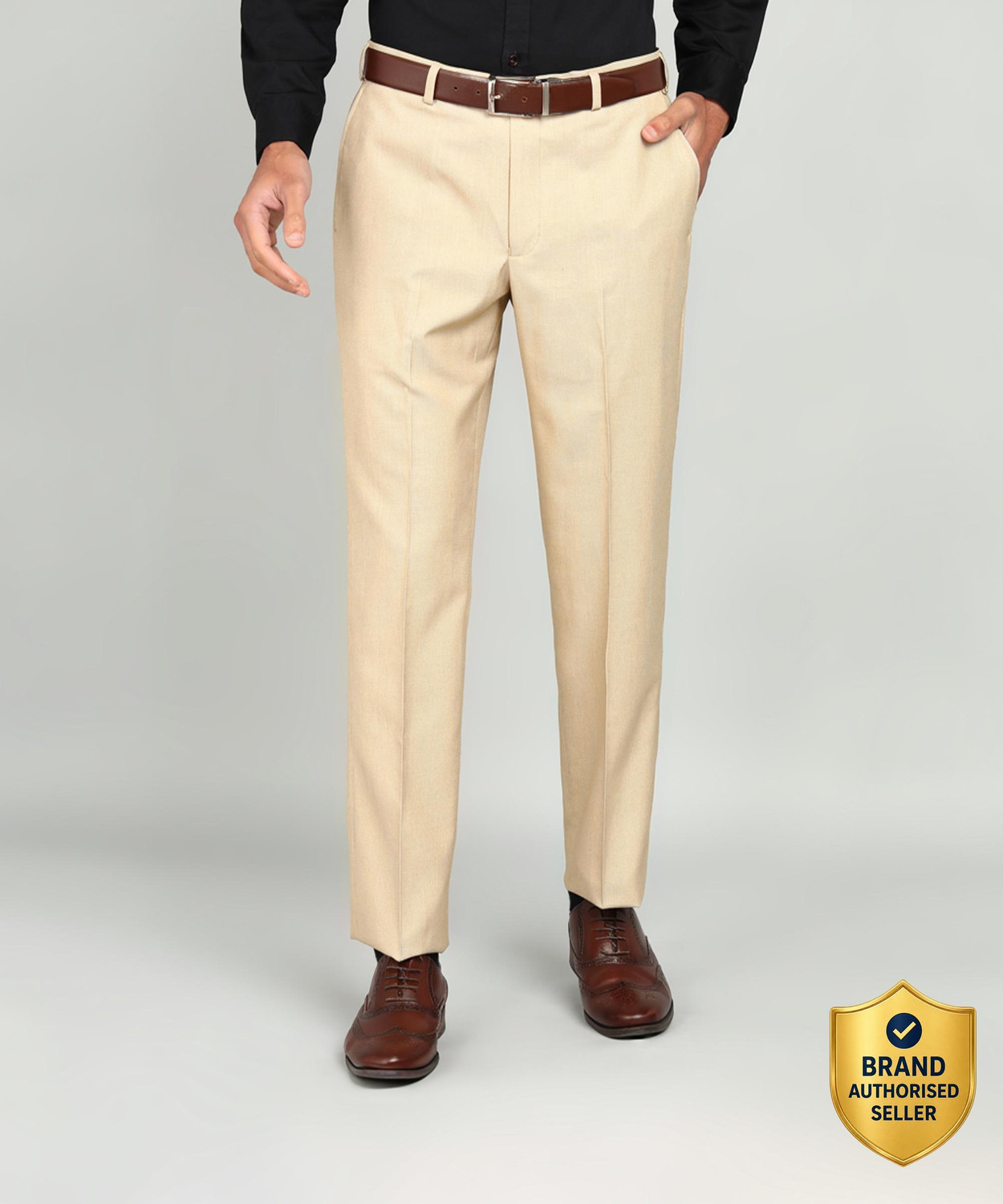 Image of PARK AVENUE Men Slim Fit Brown Viscose Rayon Trousers
