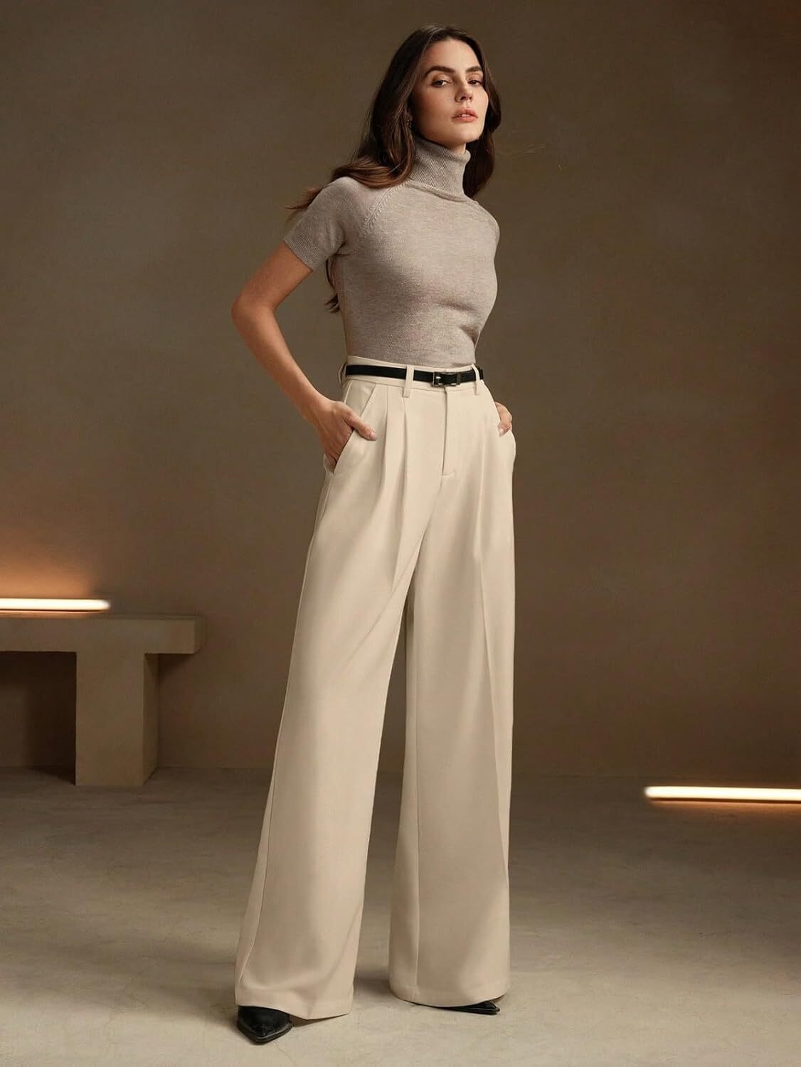 KOTTY Relaxed Women Beige Trousers - Image 6
