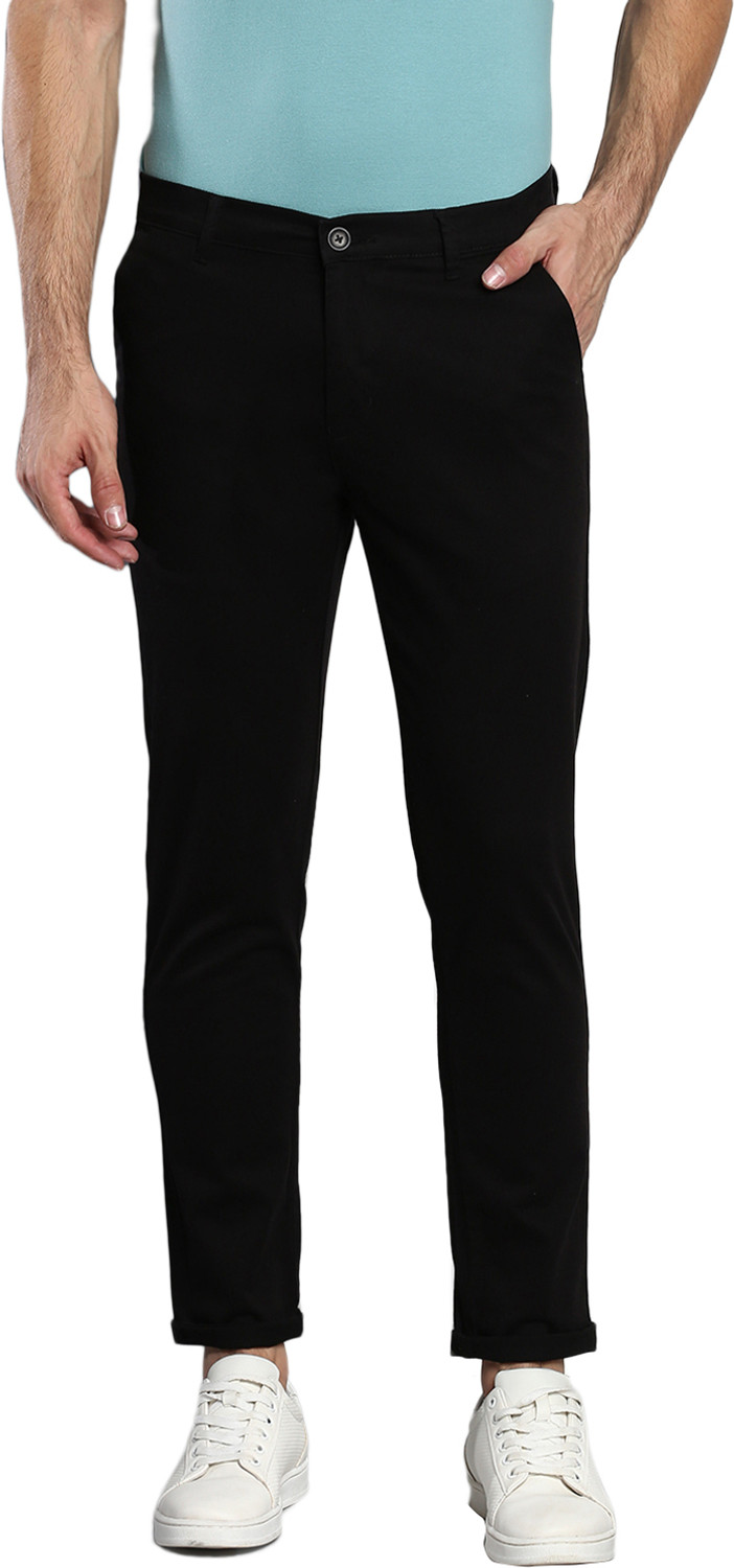 Image of Dennis Lingo Men Slim Fit Light Green Pure Cotton Trousers