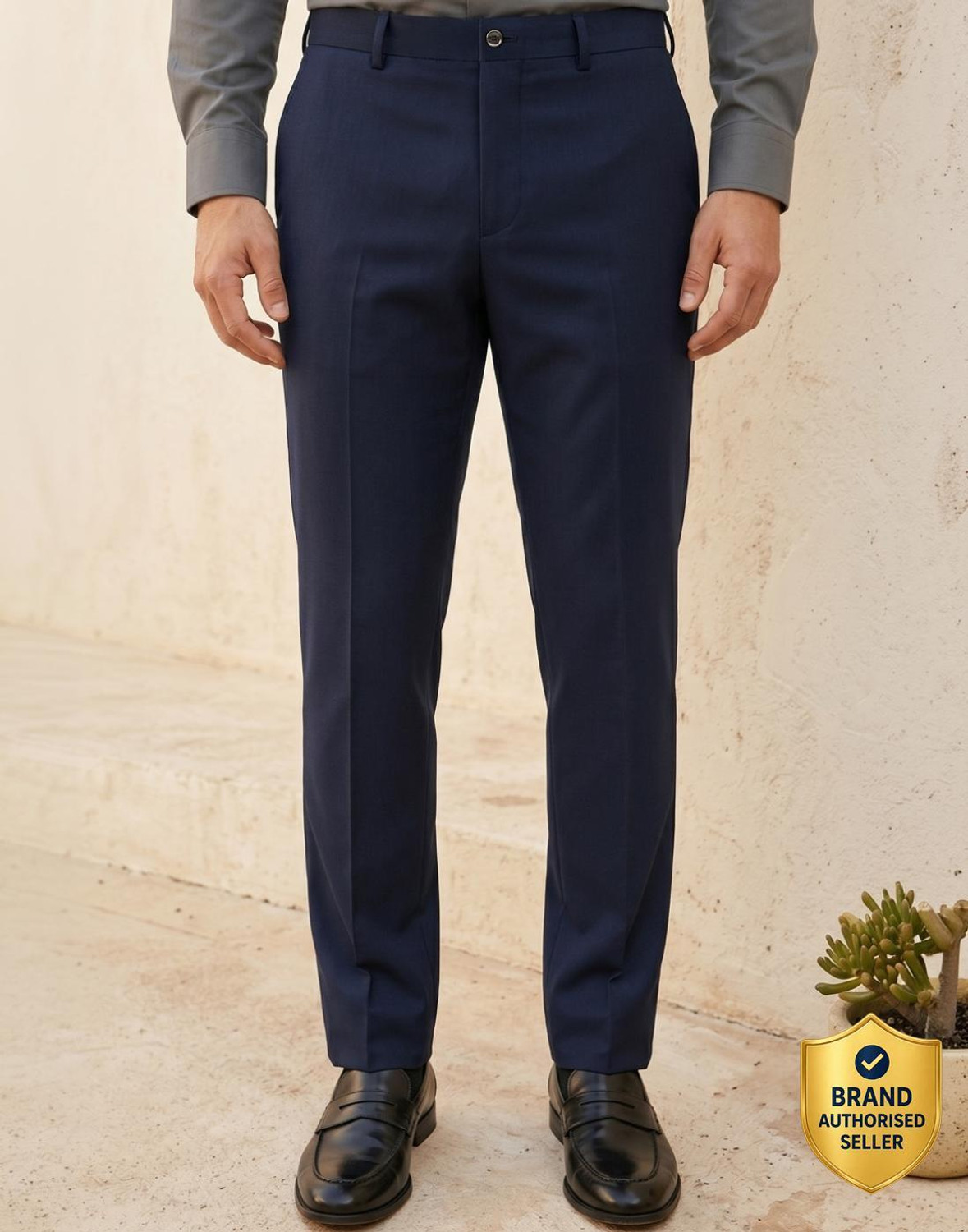Image of ARROW Men Regular Fit Blue Viscose Rayon Trousers