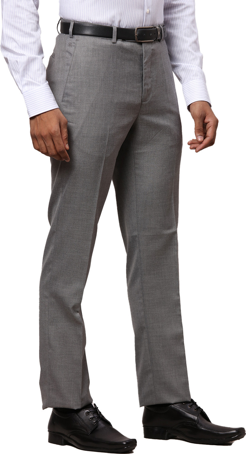 Image of Raymond Men Grey Polyester Trousers