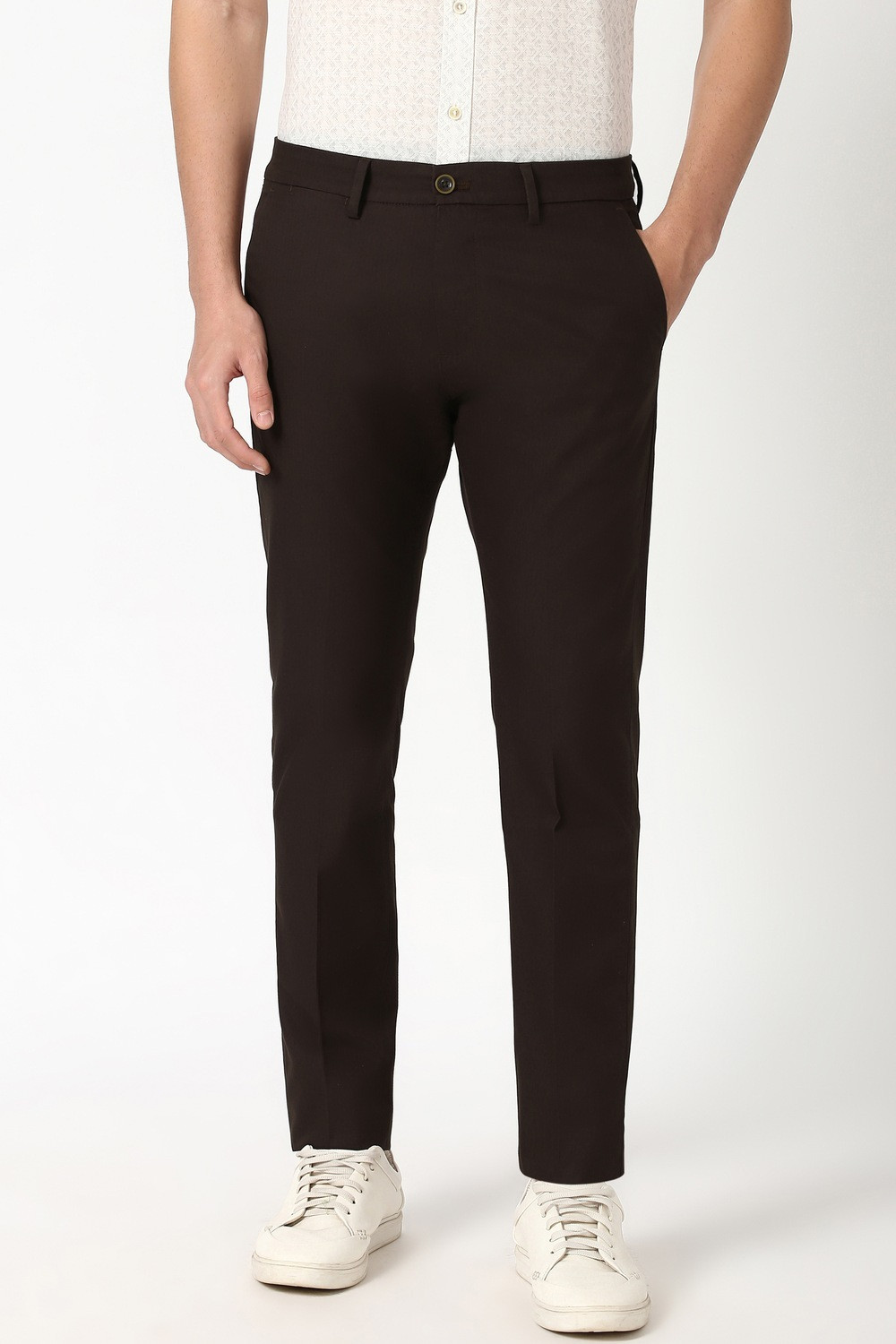 Image of PETER ENGLAND Men Regular Fit Black Polycotton Trousers