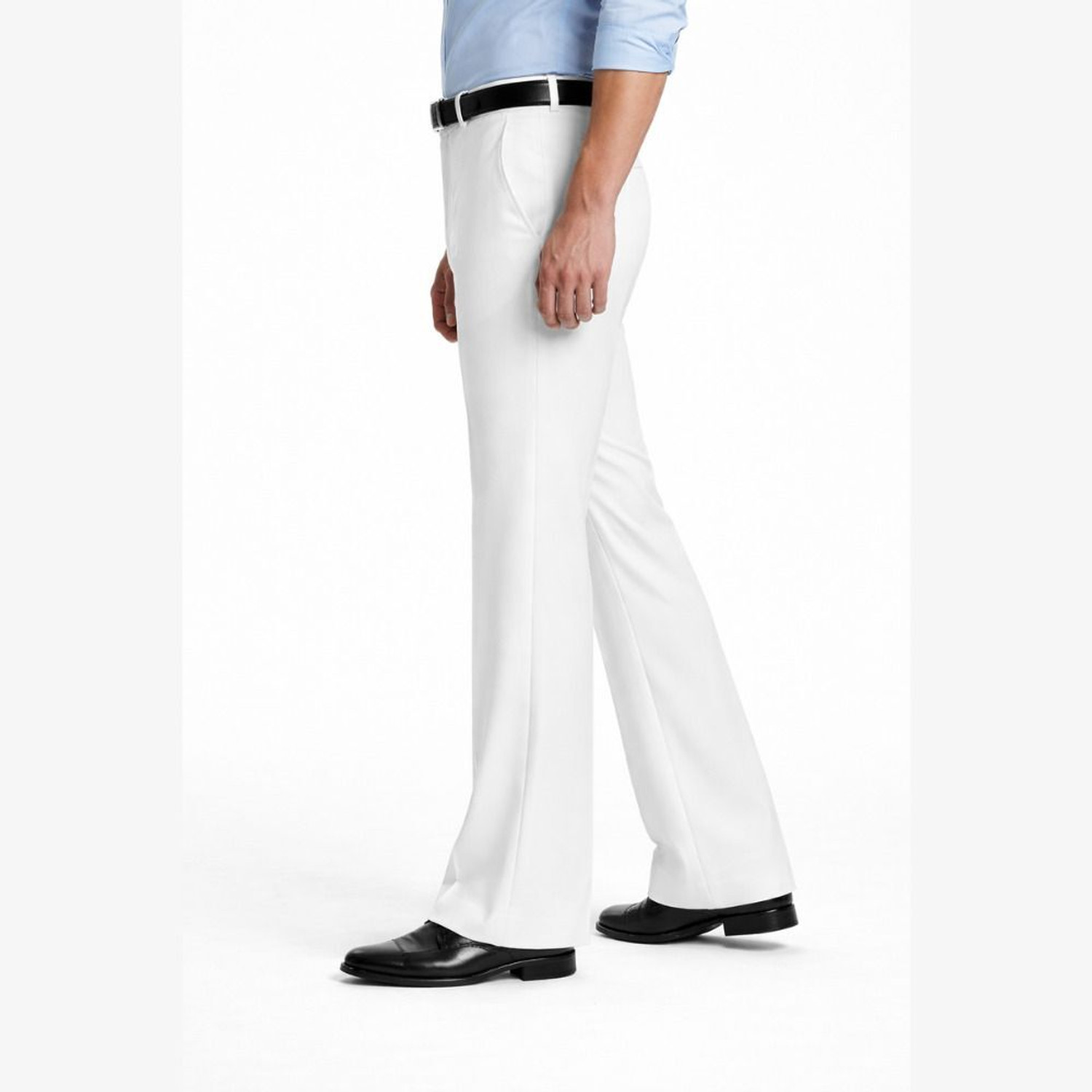 Image of AKTHREADSS Men Relaxed White Cotton Blend Trousers
