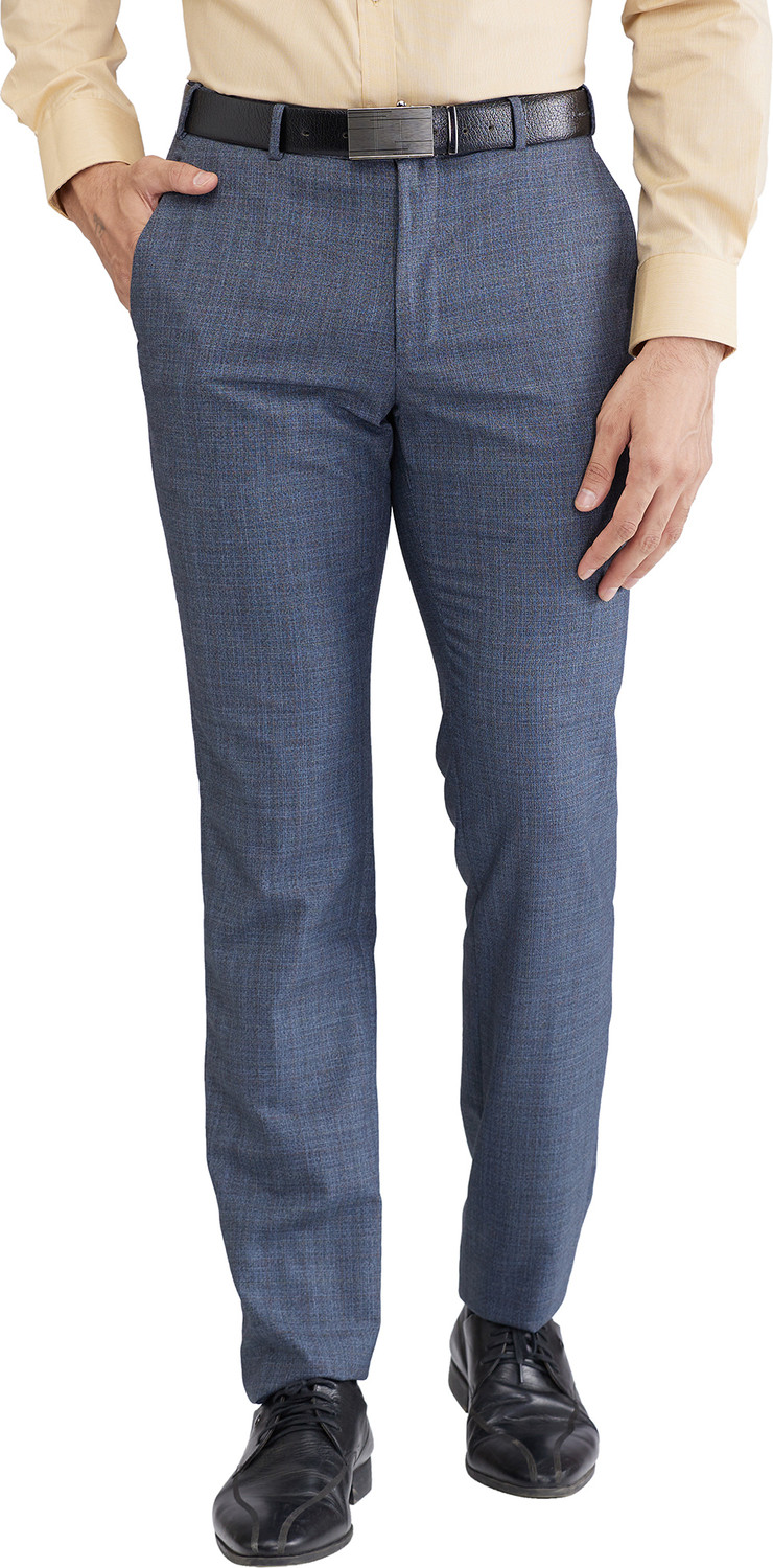 Image of Raymond Men Slim Fit Green Viscose Rayon Trousers