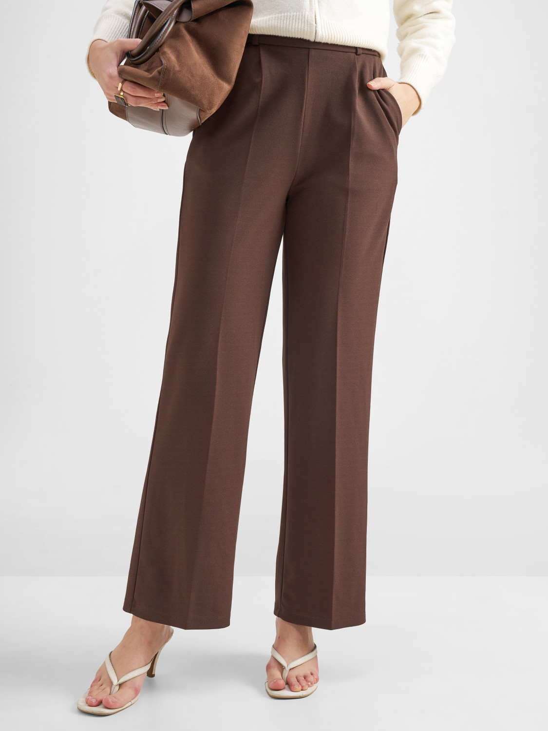 Image of Roadster Pack of 2 Women Relaxed Multicolor Cotton Blend Trousers