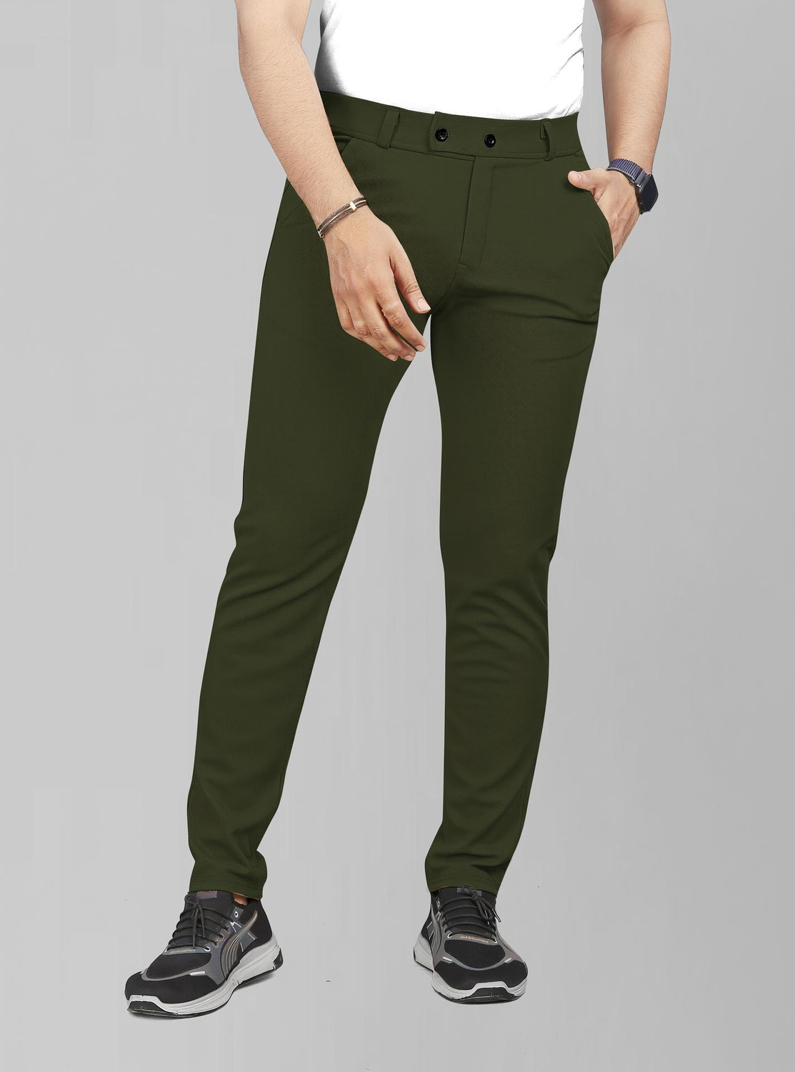 Image of COMBRAIDED Men Loose Fit Beige Corduroy Trousers