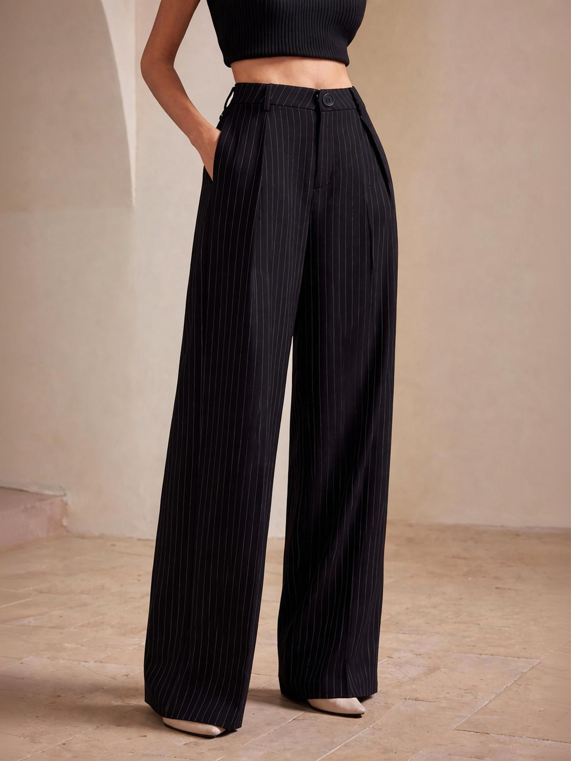 KOTTY Women Black Viscose Rayon Trousers - Image 1
