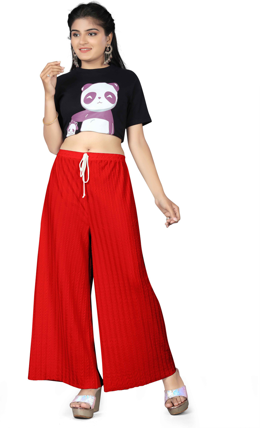 Image of VSPCreation Pack of 3 Women Regular Fit Multicolor Lycra Blend Trousers
