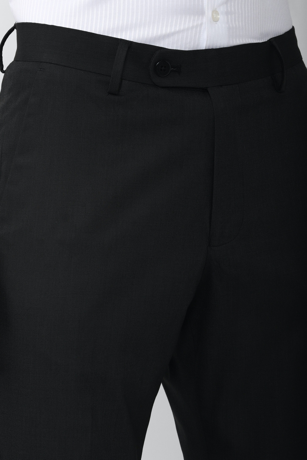 Image of PETER ENGLAND Men Slim Fit Black Viscose Rayon Trousers