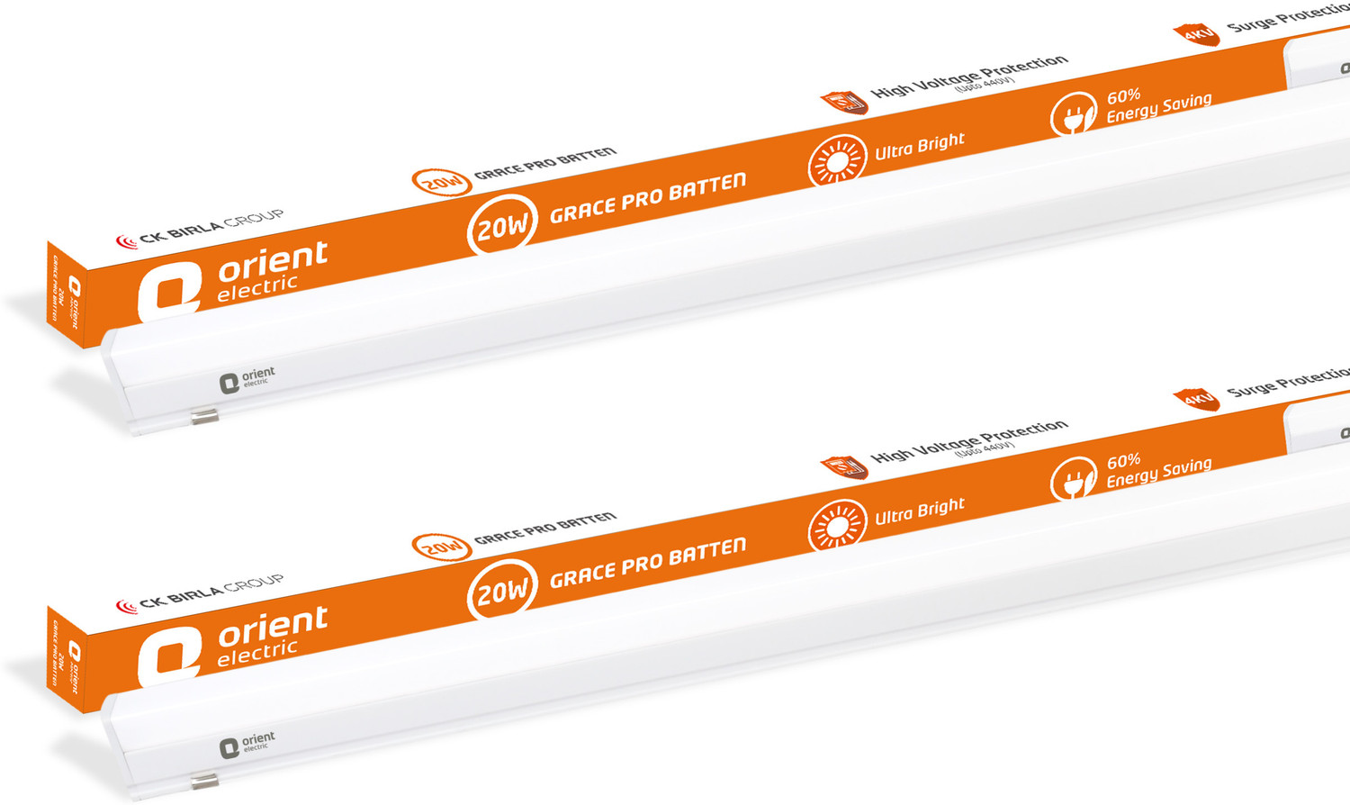 Image of Orient Electric Grace Pro 6500K Square 24W Batten,Highly Efficient & Surge Protection, Pack of 2 24 W 110 cm Tube Light (White, Pack of 2)