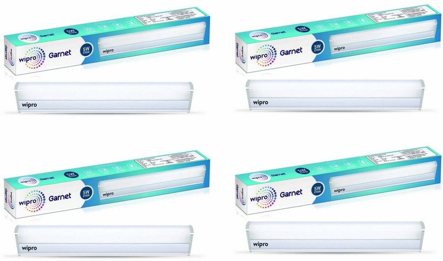 Image of Wipro 5 Watt LED tubelight Batten (Color-White /6500K,Size: 1 feet)- Pack of 5 5 W 27.5 cm Tube Light (White, Pack of 5)