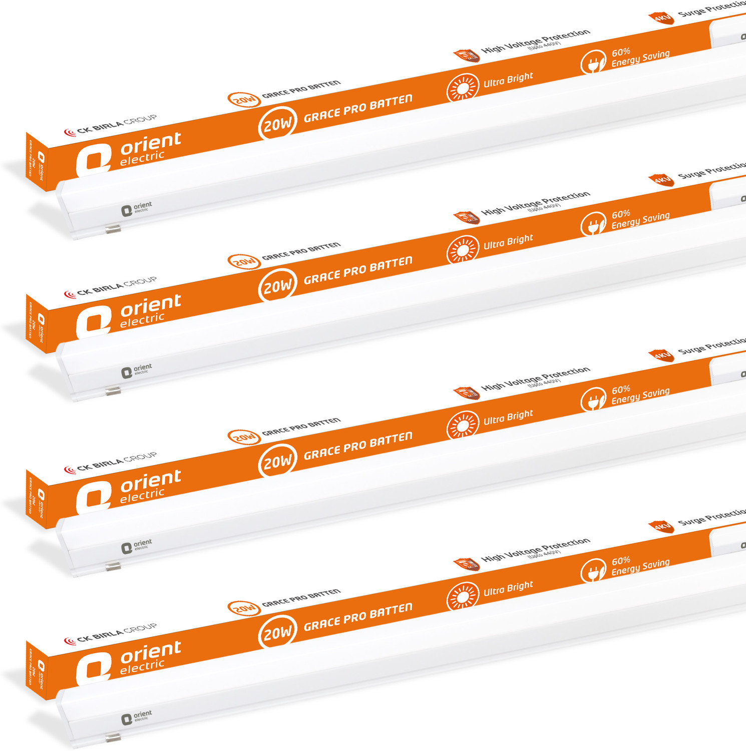 Image of Orient Electric Grace Pro 6500K Square 24W Batten,Highly Efficient & Surge Protection, Pack of 2 24 W 110 cm Tube Light (White, Pack of 2)