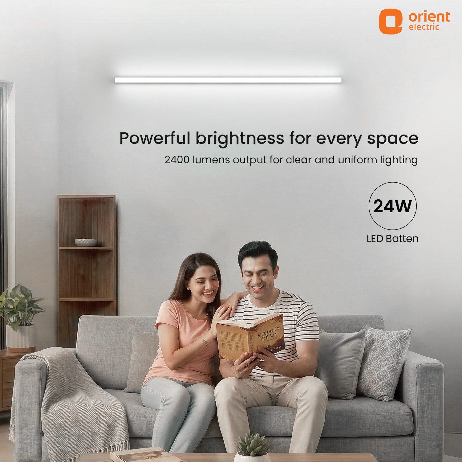 Image of Orient Electric Grace Pro 6500K Square 24W Batten,Highly Efficient & Surge Protection, Pack of 2 24 W 110 cm Tube Light (White, Pack of 2)