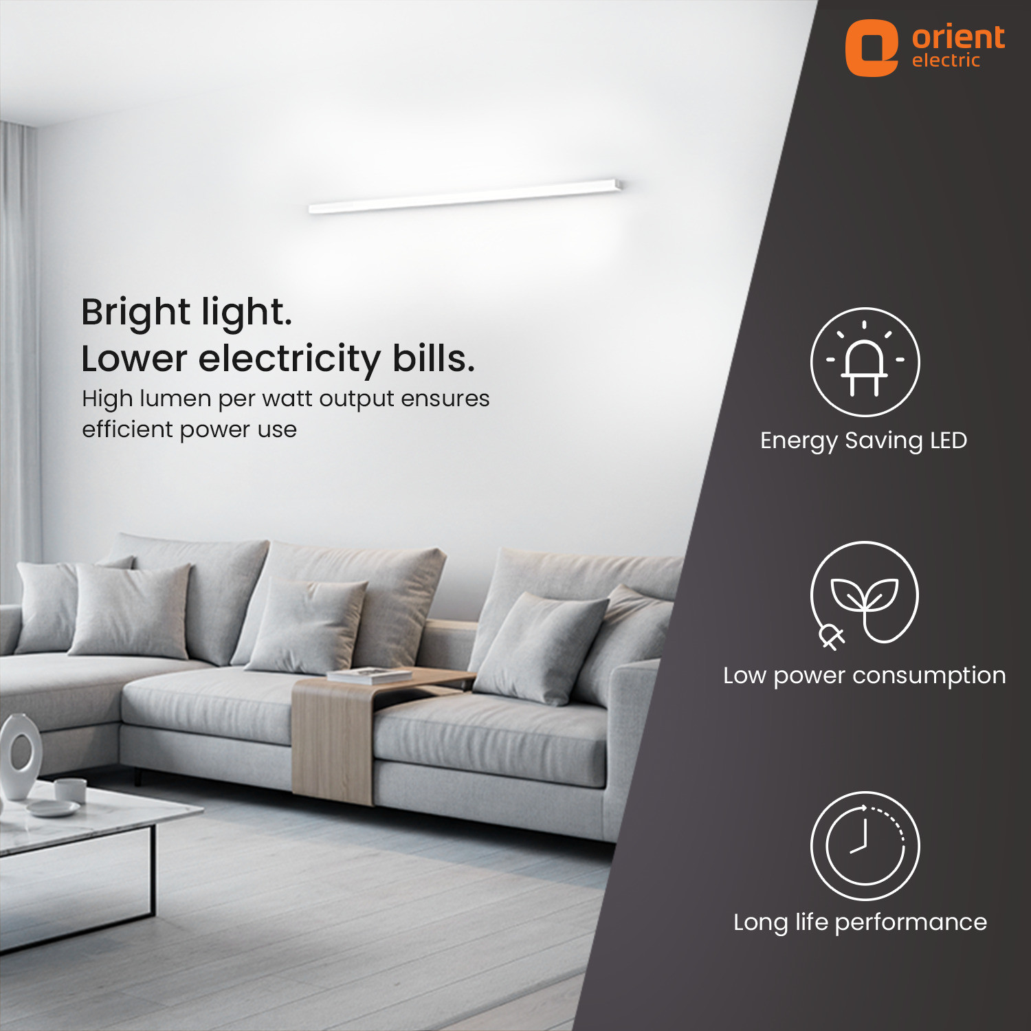 Image of Orient Electric Grace Pro 6500K Square 24W Batten,Highly Efficient & Surge Protection, Pack of 2 24 W 110 cm Tube Light (White, Pack of 2)