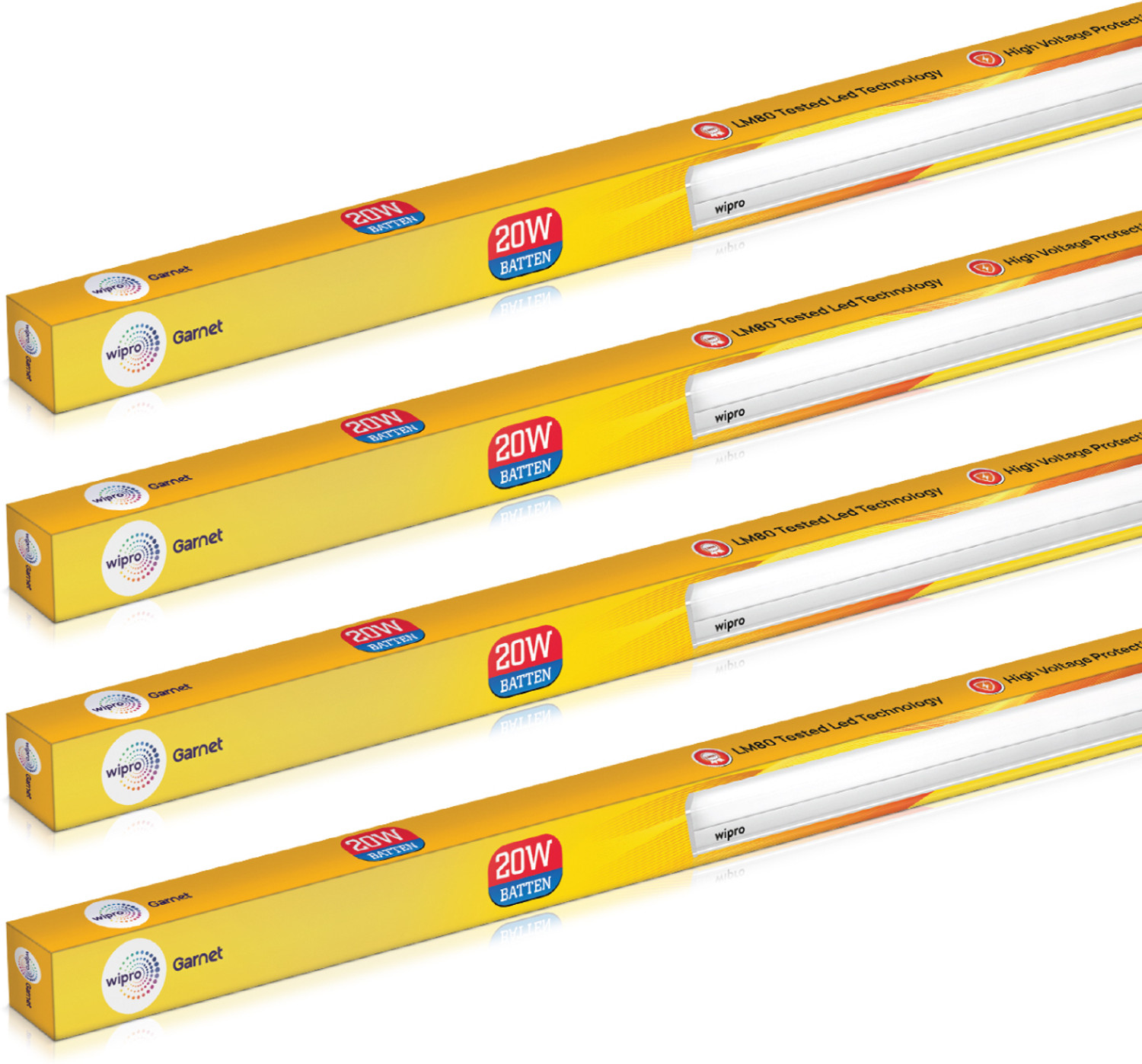 Image of Wipro 10 Watt LED tubelight Batten (Color-White /6500K,Size: 2 feet)- Pack of 5 10 W 54 cm Tube Light (White, Pack of 5)
