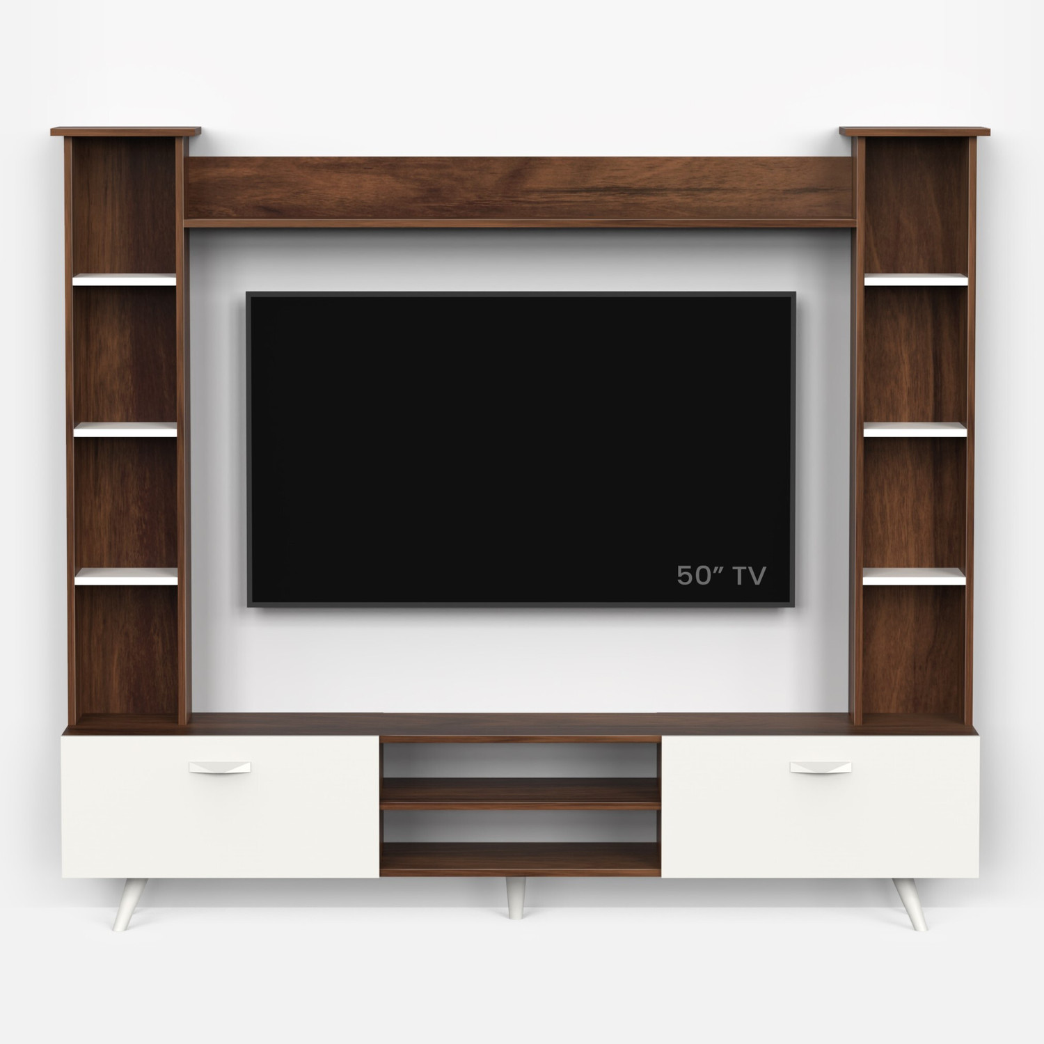 Image of BLUEWUD Engineered Wood TV Entertainment Unit (Finish Color - Brown Maple & White, DIY(Do-It-Yourself))