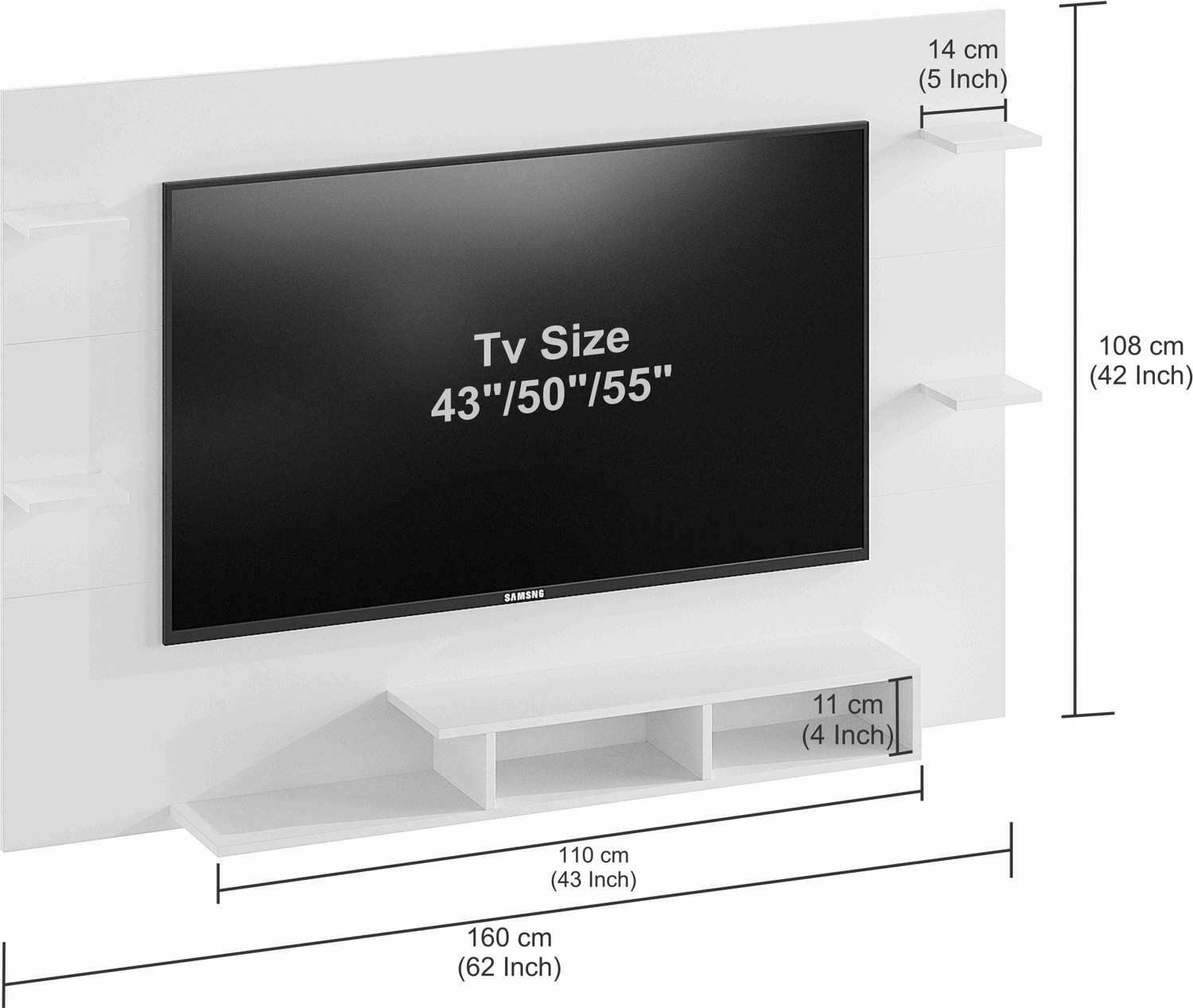 Image of FURNEASER Harrison Wall-mount Tv Unit with Back Panel, Cabinet, Stand, Rack, Shelf, Engineered Wood TV Entertainment Unit (Finish Color - White, DIY(Do-It-Yourself))