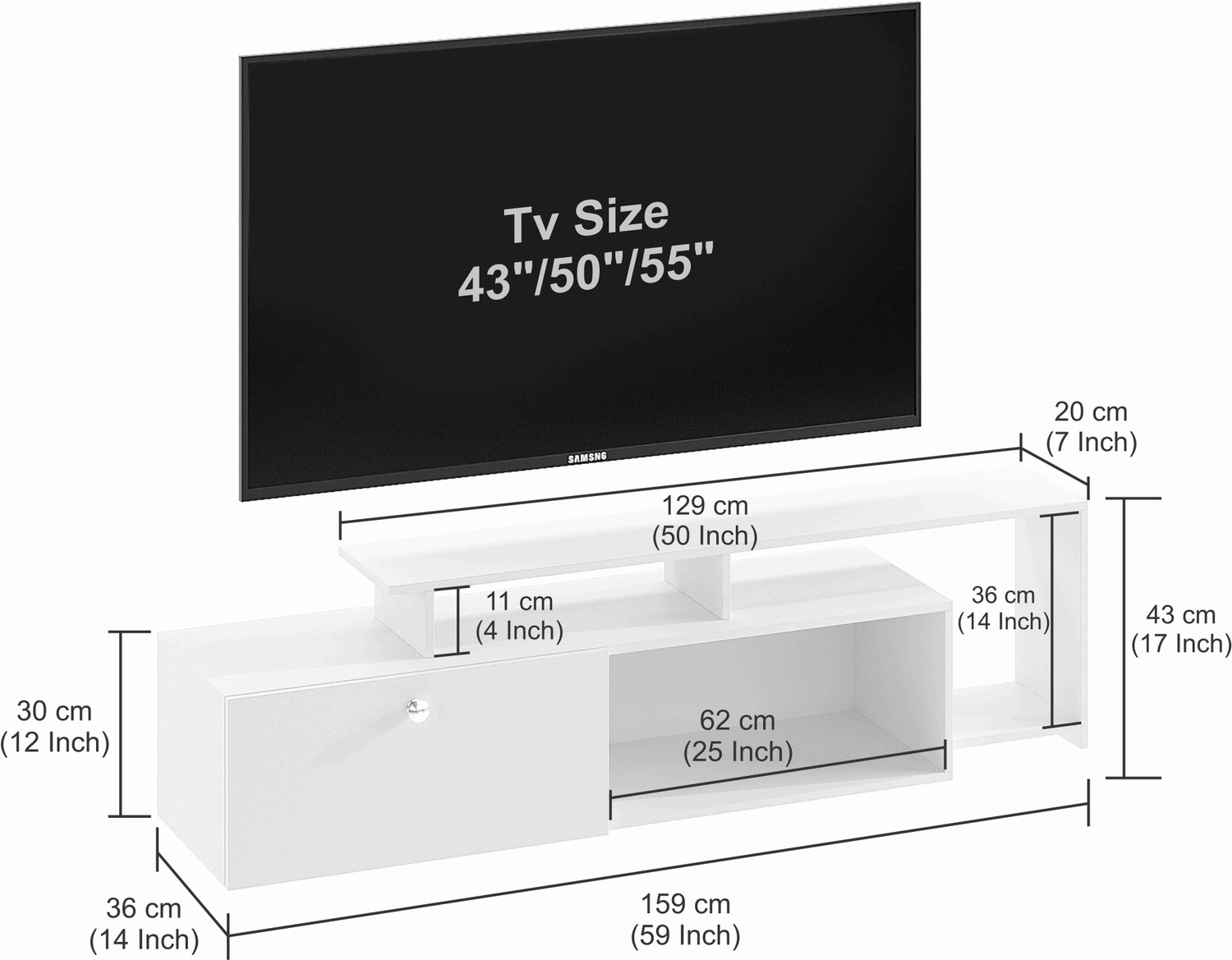 Image of FURNEASER Dexon Tv Unit | Led TV Cabinet | TV Stand for 55 inch | Engineered Wood TV Entertainment Unit (Finish Color - Exotic Teak, DIY(Do-It-Yourself))