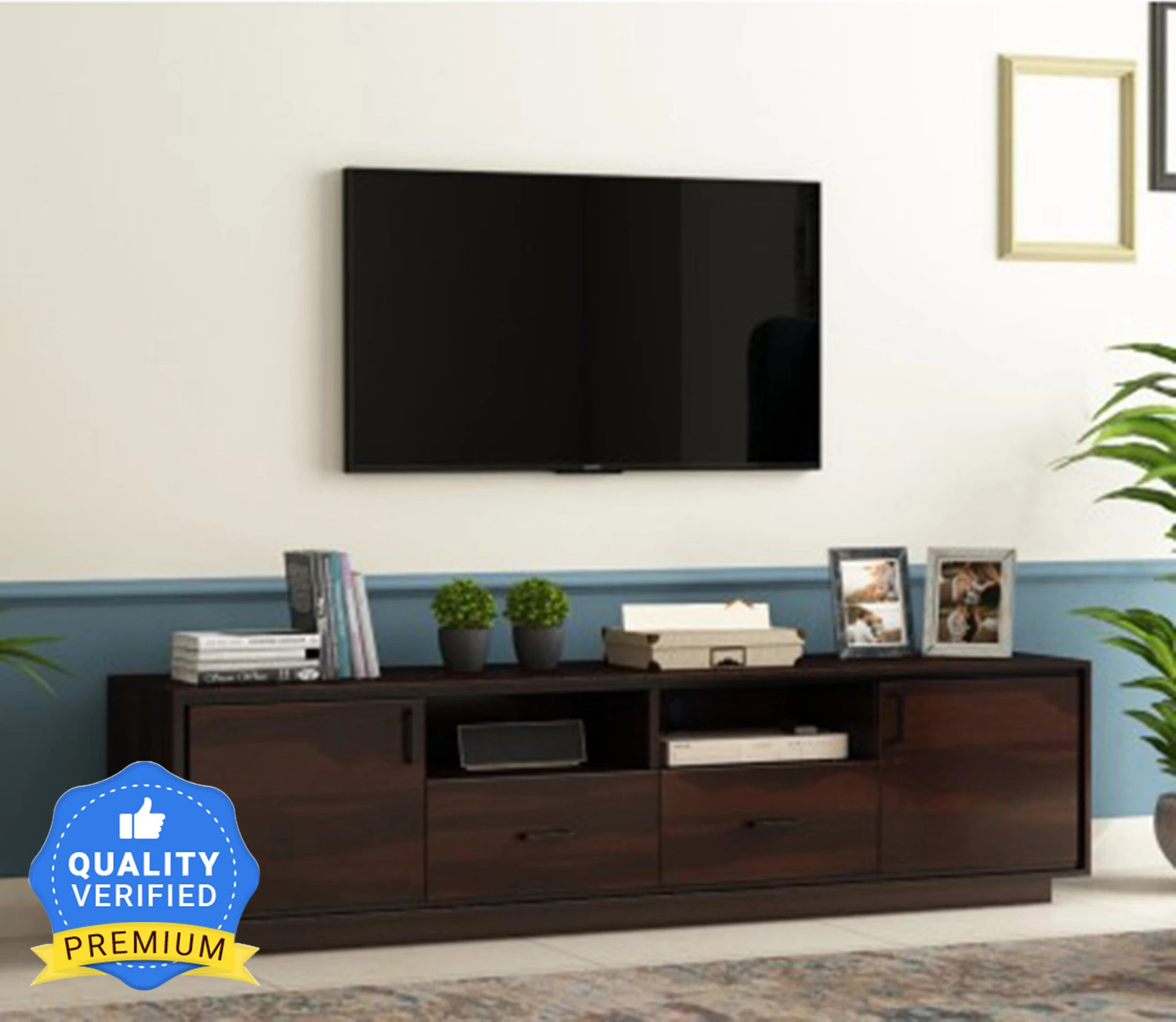 Image of BLUEWUD Engineered Wood TV Entertainment Unit (Finish Color - Brown Maple & White, DIY(Do-It-Yourself))