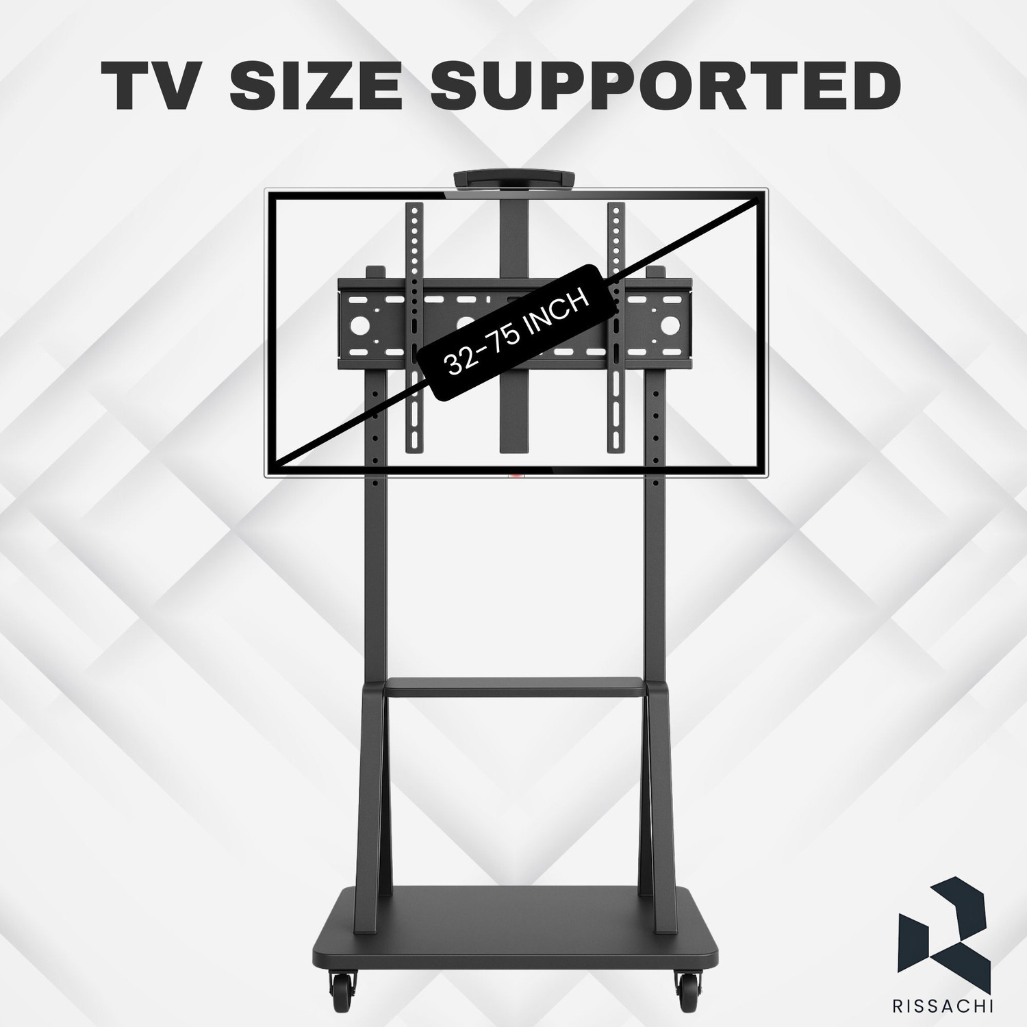 Image of RISSACHI TV Trolley Stand Movable 32-75 Inch with Wheels, LED TV Floor Stand, 3 Shelves Full Motion TV Mount