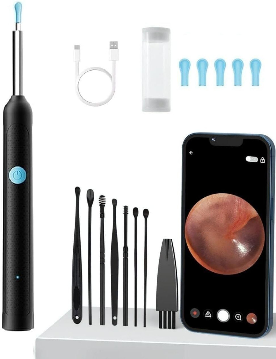 Image of Accutrust Smart WiFi Ear Cleaner Stick with 5 Million HD Camera, 3.5mm Lens, 360 Rotation Electric Ear Cleaner