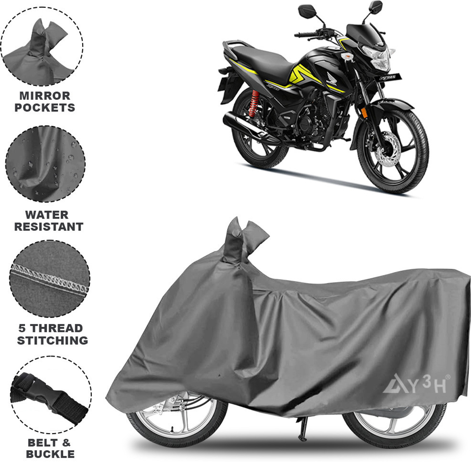 Image of FBC Waterproof Two Wheeler Cover for Bajaj (Pulsar 150, Black, Yellow)