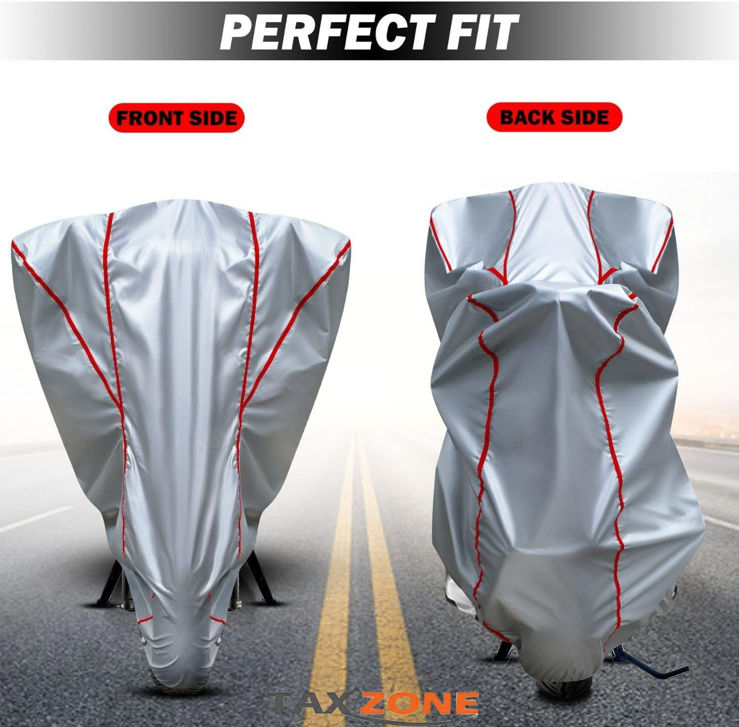 Image of TAXZONE Waterproof Two Wheeler Cover for TVS (Scooty Zest BS6, Silver, Red)