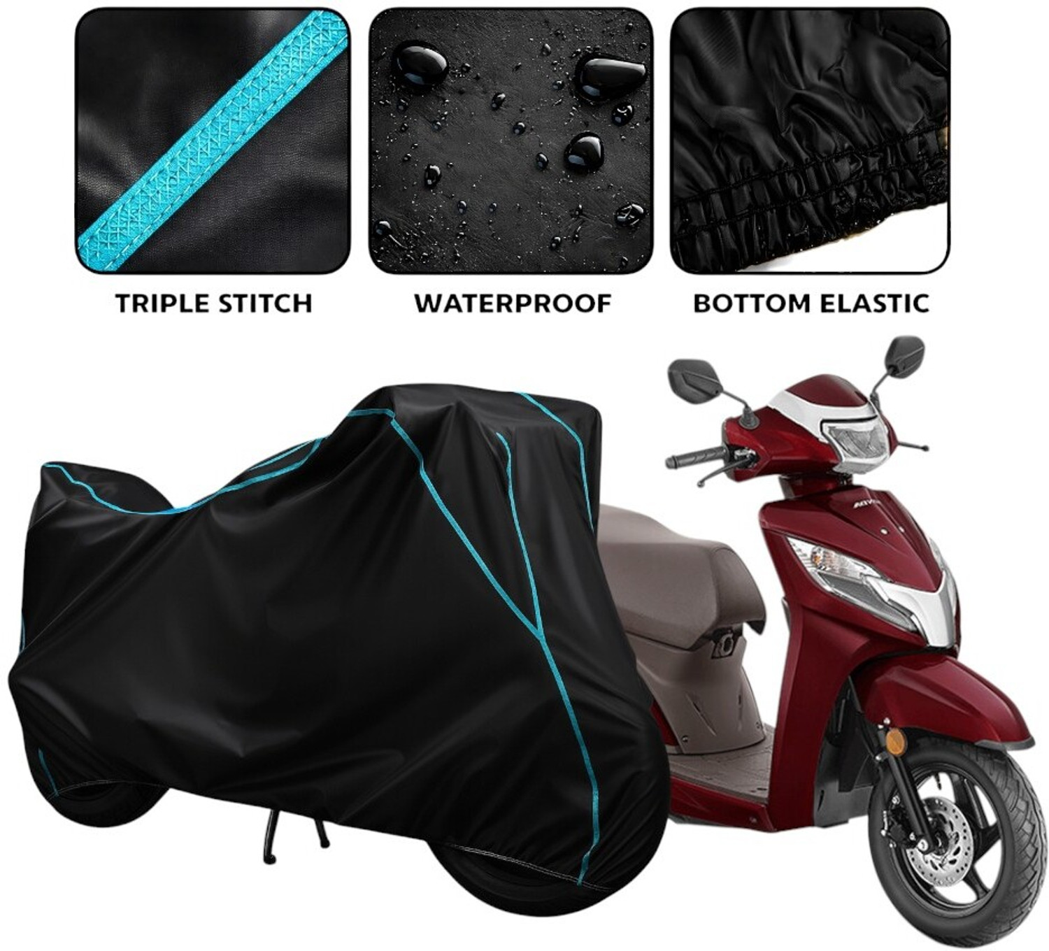 Image of AutoTen Waterproof Two Wheeler Cover for Honda (Activa 125, Black, Yellow)