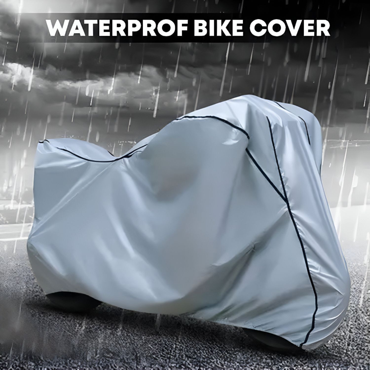 Image of FBC Waterproof Two Wheeler Cover for TVS (Apache, Silver)