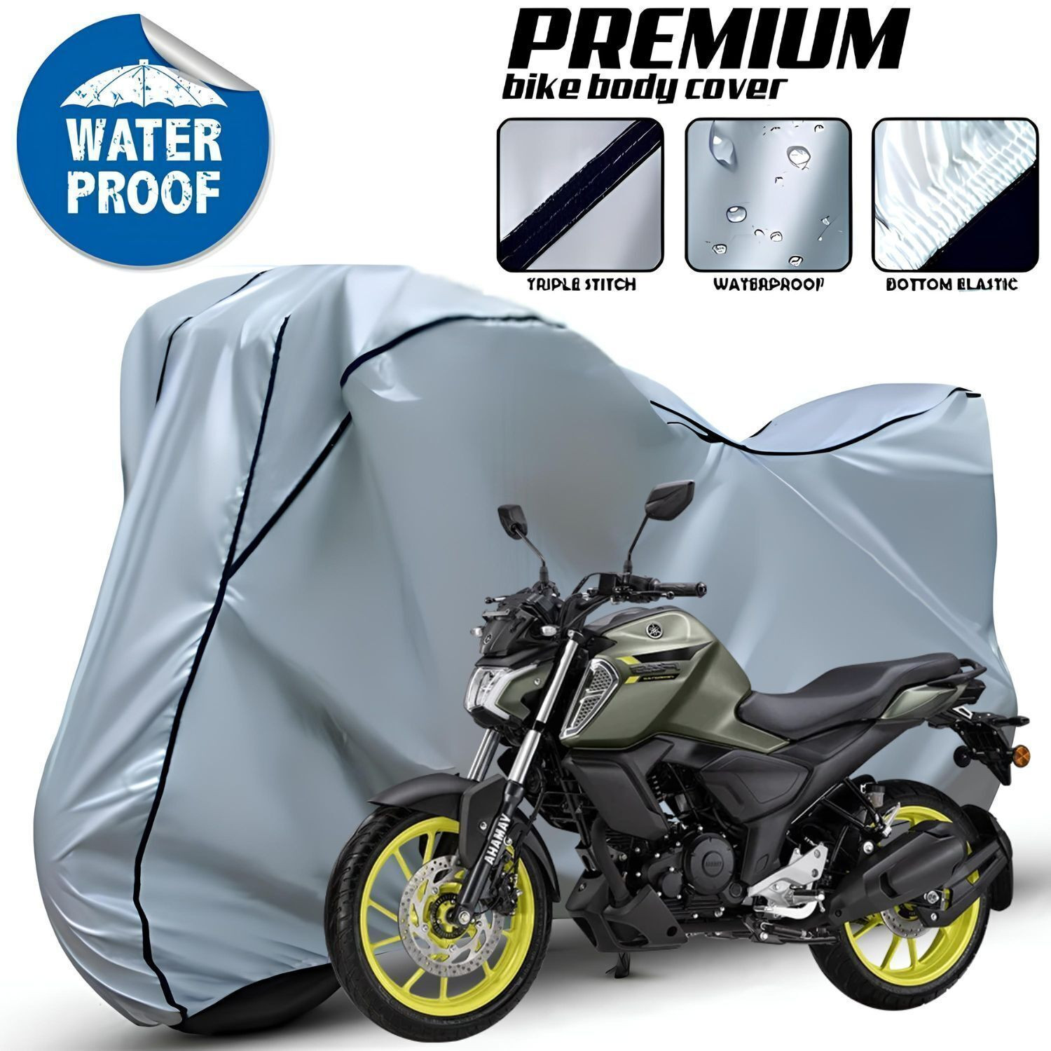 Image of FBC Waterproof Two Wheeler Cover for Yamaha (FZ, Silver)