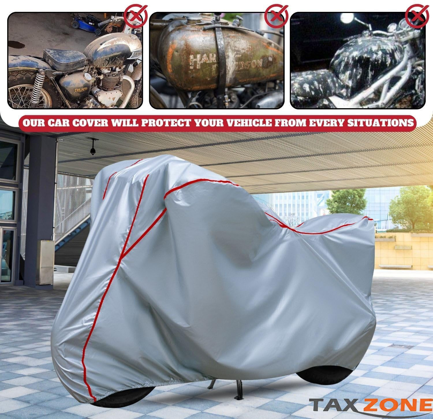 Image of TAXZONE Waterproof Two Wheeler Cover for TVS (Scooty Zest BS6, Silver, Red)