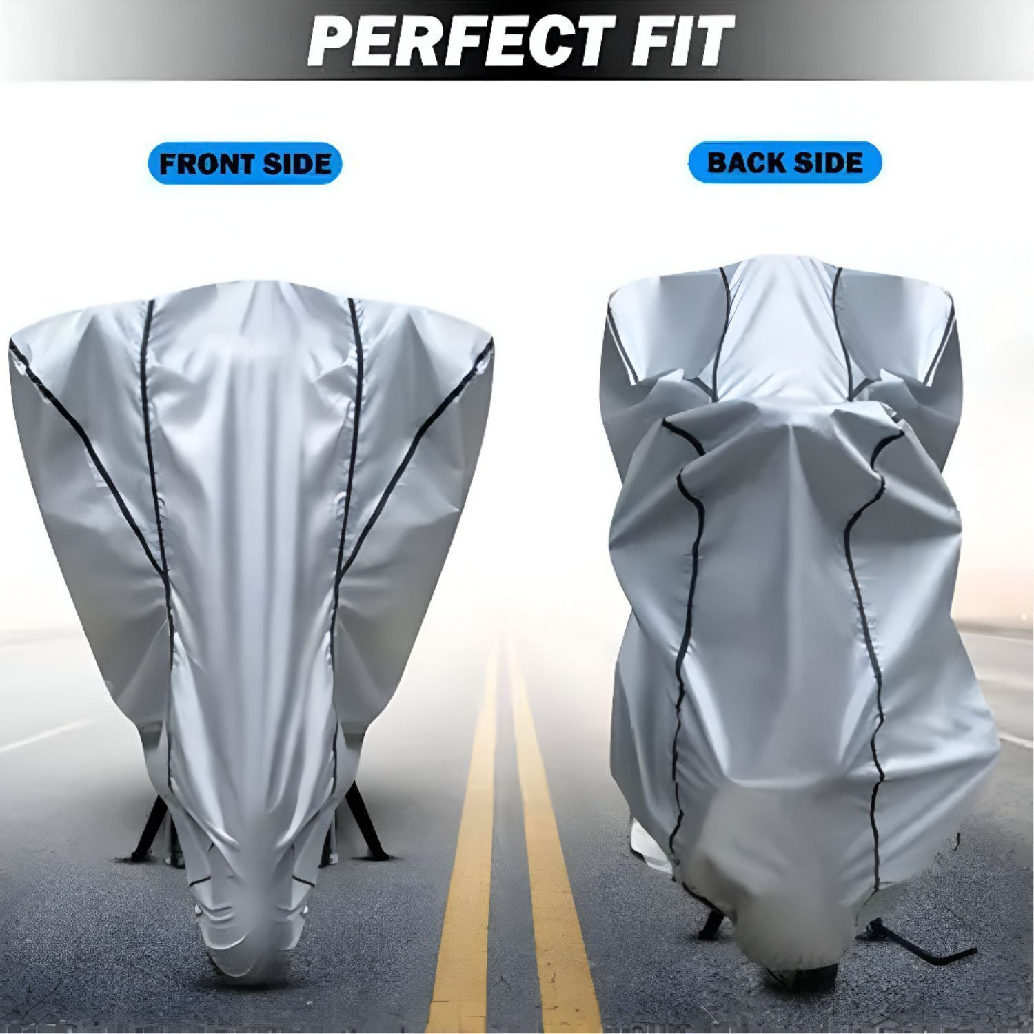 Image of FBC Waterproof Two Wheeler Cover for TVS (Apache, Silver)