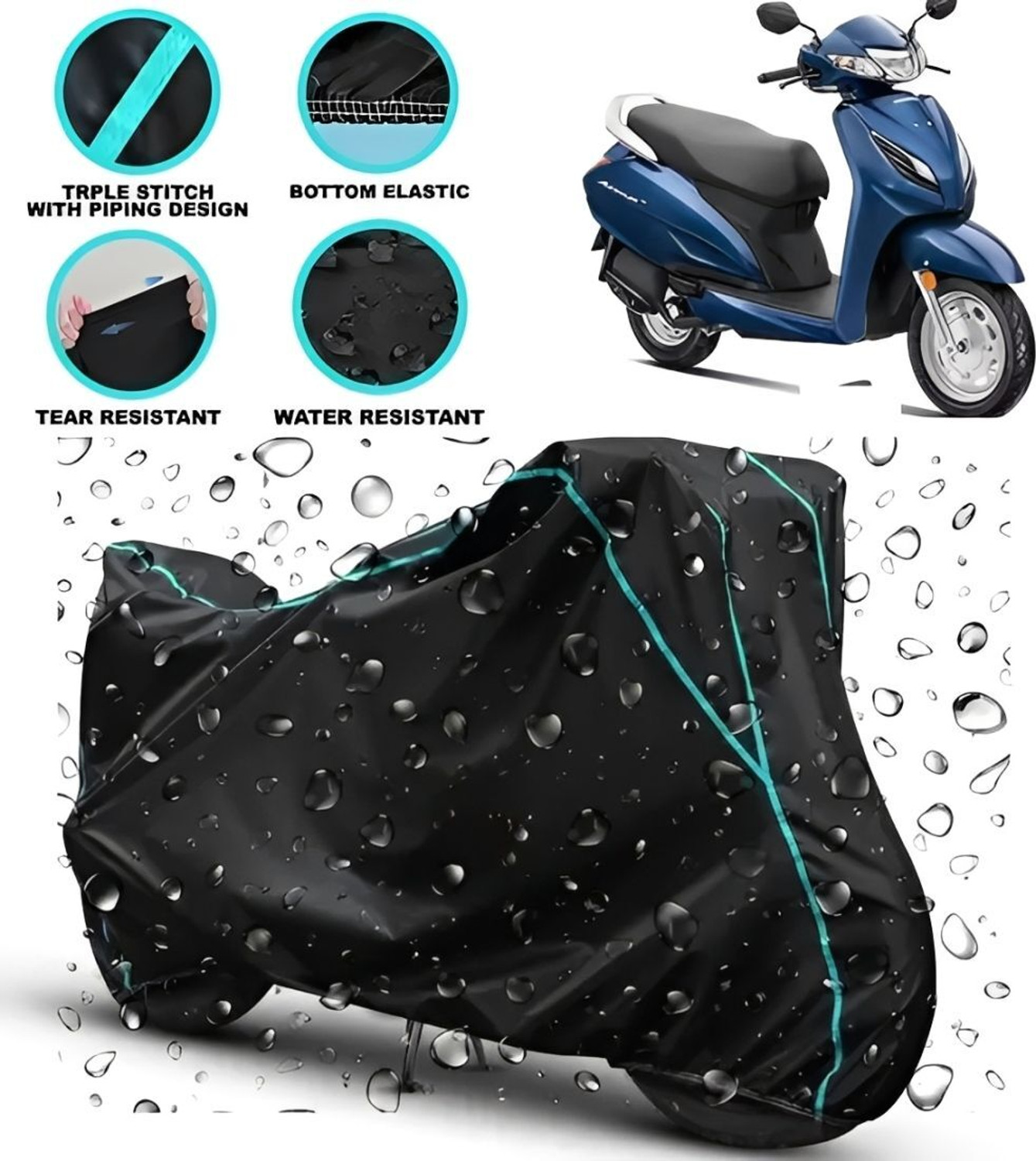 Image of FBC Waterproof Two Wheeler Cover for TVS (Apache, Silver)
