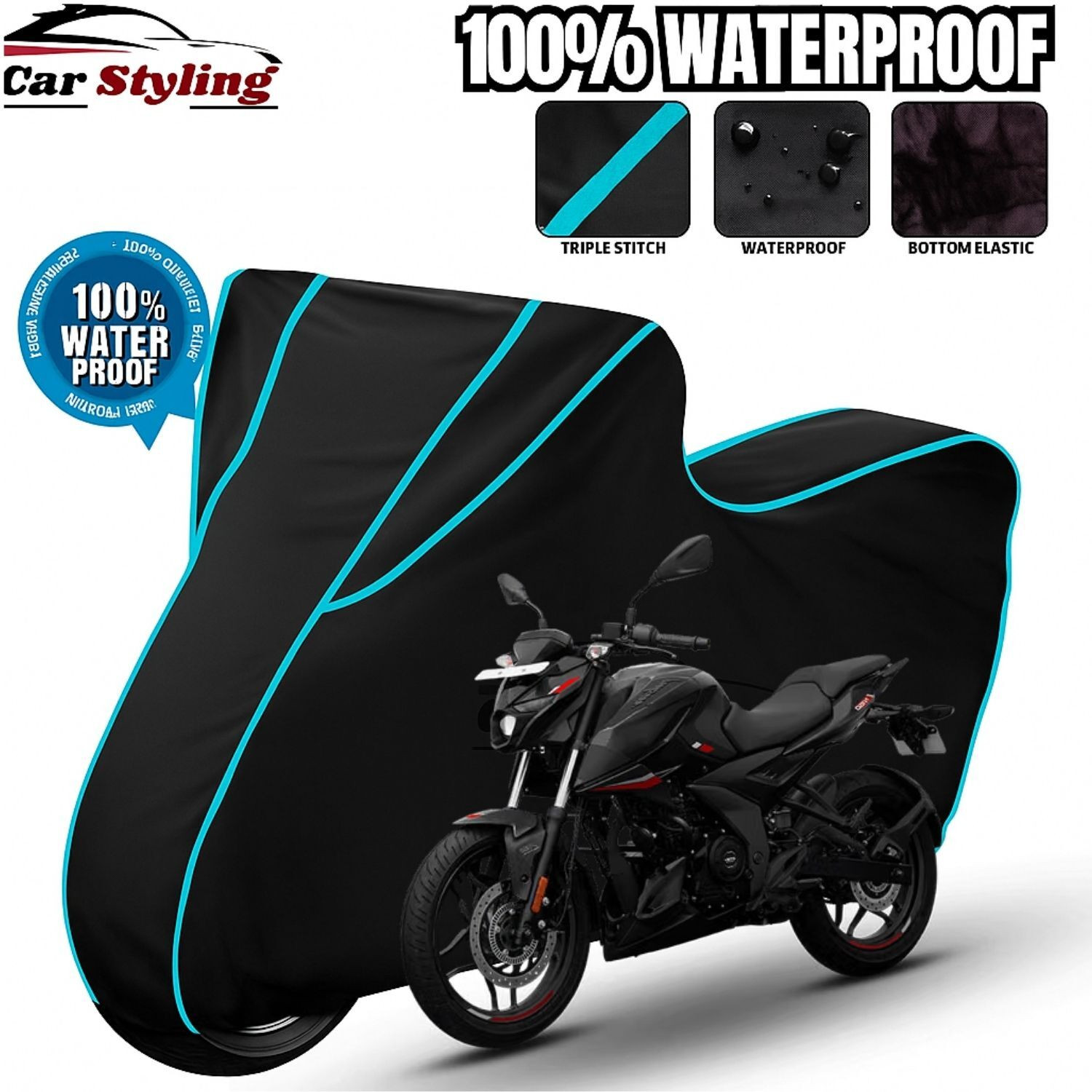 Image of Car Styling Waterproof Two Wheeler Cover for Bajaj (Pulsar N160, Multicolor)