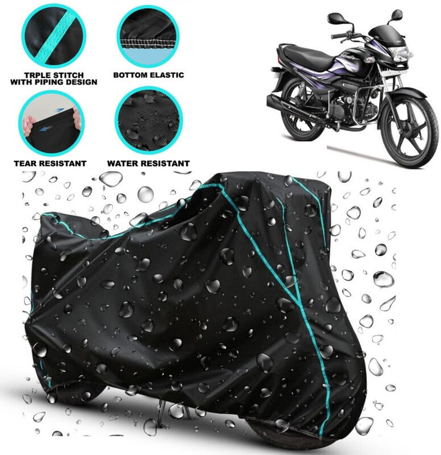 Image of FBC Waterproof Two Wheeler Cover for TVS (Apache, Silver)