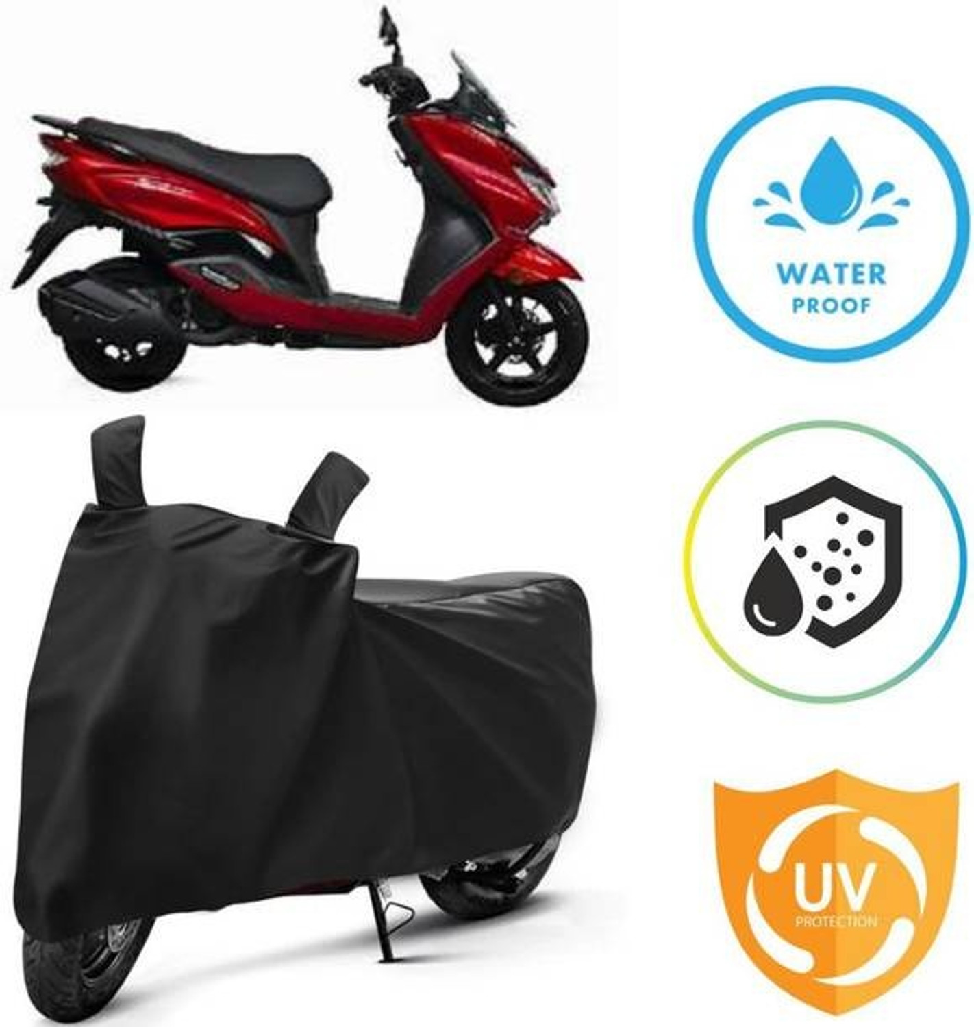 Image of AutoTen Waterproof Two Wheeler Cover for Honda (Activa 125, Black, Yellow)