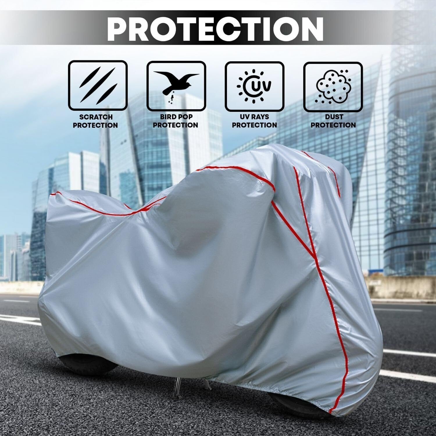 Image of TAXZONE Waterproof Two Wheeler Cover for TVS (Scooty Zest BS6, Silver, Red)