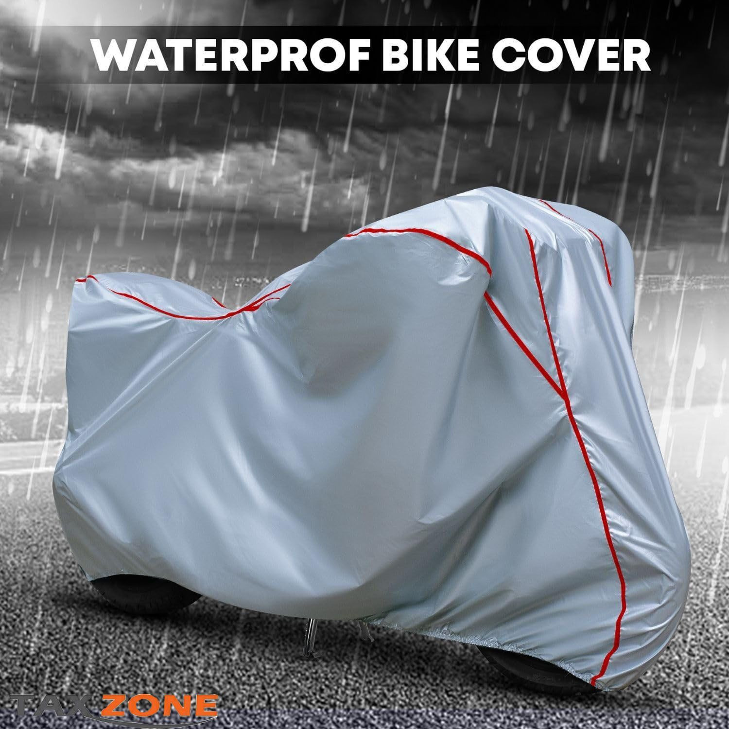 Image of TAXZONE Waterproof Two Wheeler Cover for TVS (Scooty Zest BS6, Silver, Red)