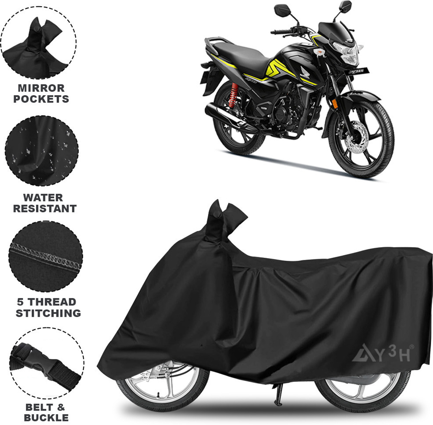Image of FBC Waterproof Two Wheeler Cover for Bajaj (Pulsar 150, Black, Yellow)