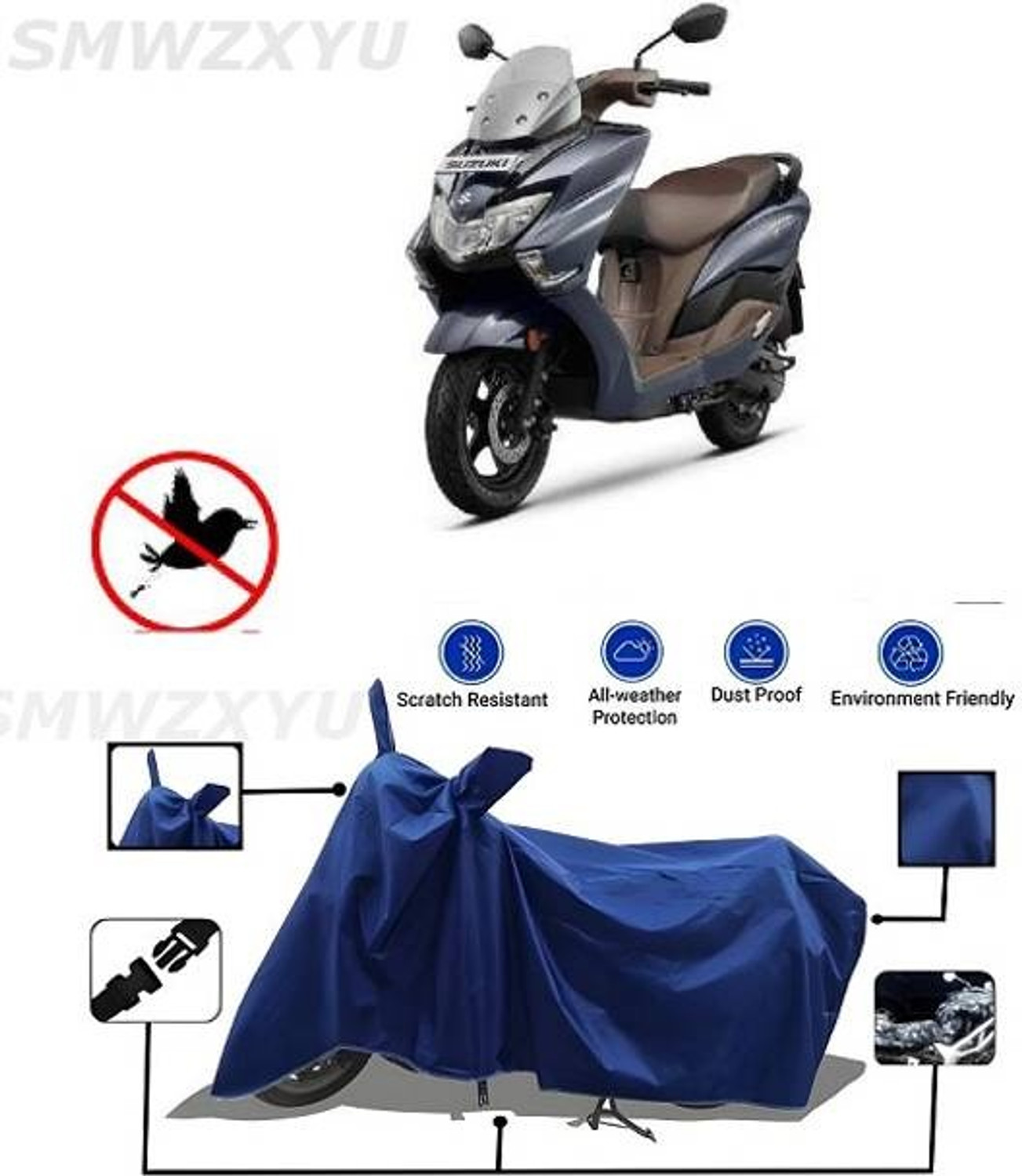 Image of AutoTen Waterproof Two Wheeler Cover for Honda (Activa 125, Black, Yellow)