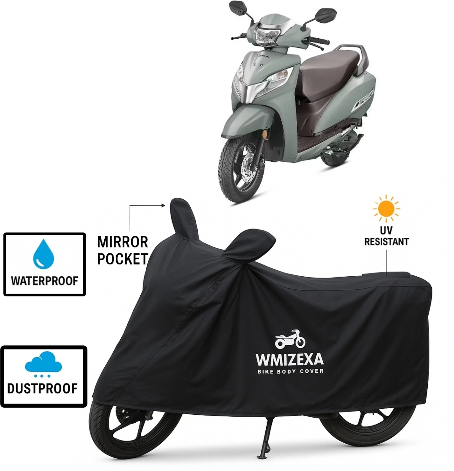Image of AutoTen Waterproof Two Wheeler Cover for Honda (Activa 125, Black, Yellow)
