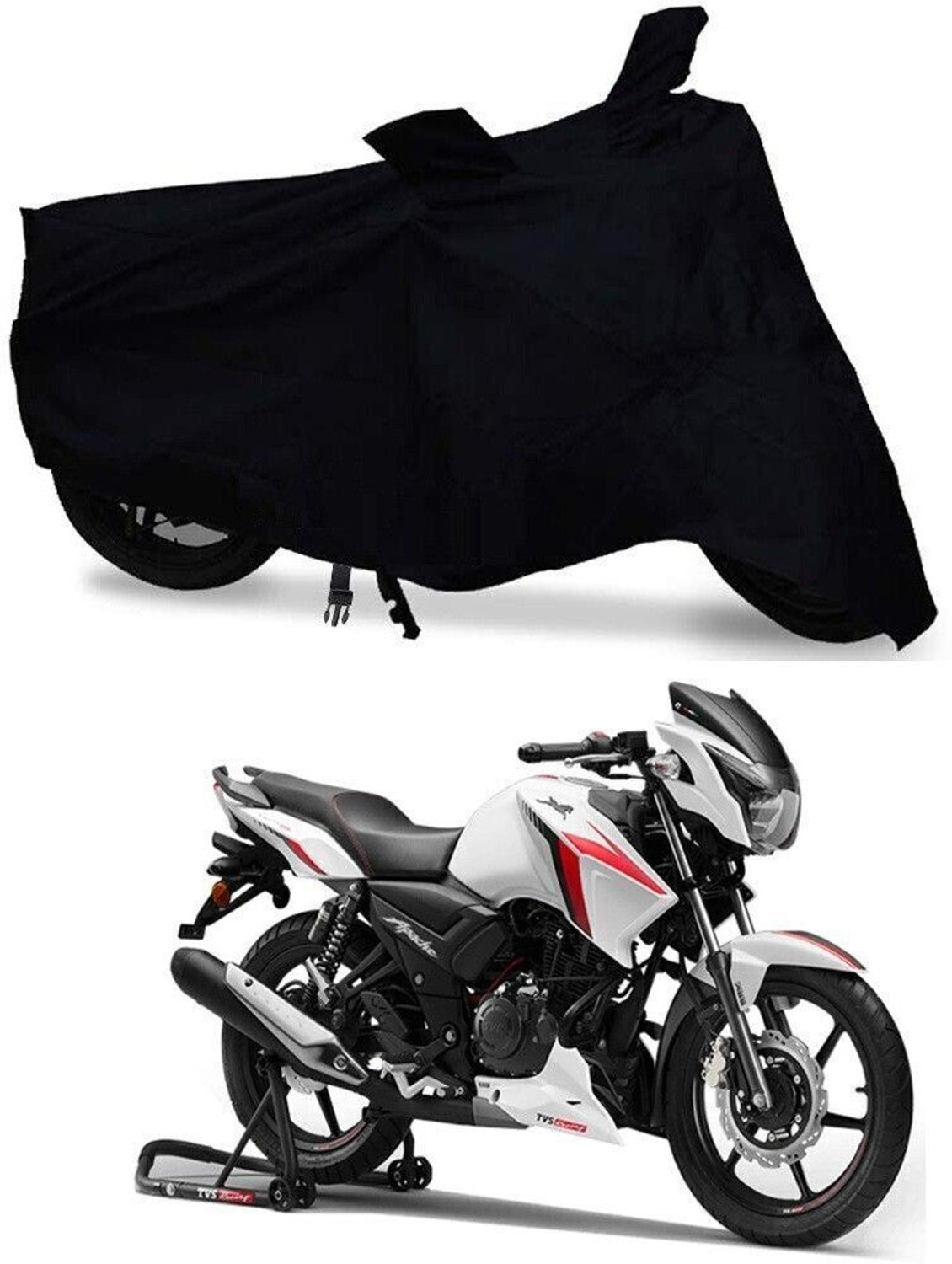 Image of FBC Waterproof Two Wheeler Cover for TVS (Apache, Silver)