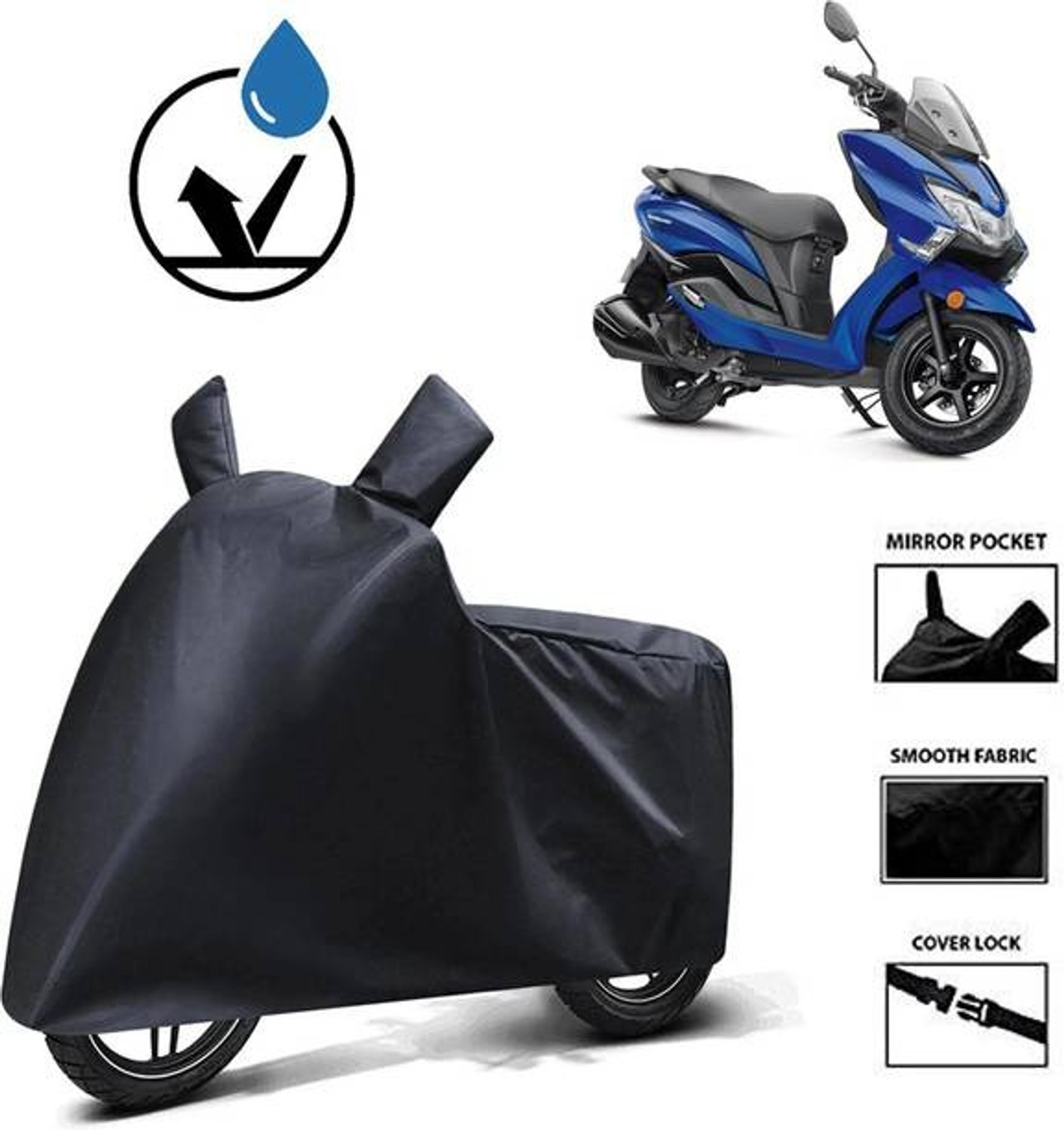 Image of AutoTen Waterproof Two Wheeler Cover for Honda (Activa 125, Black, Yellow)