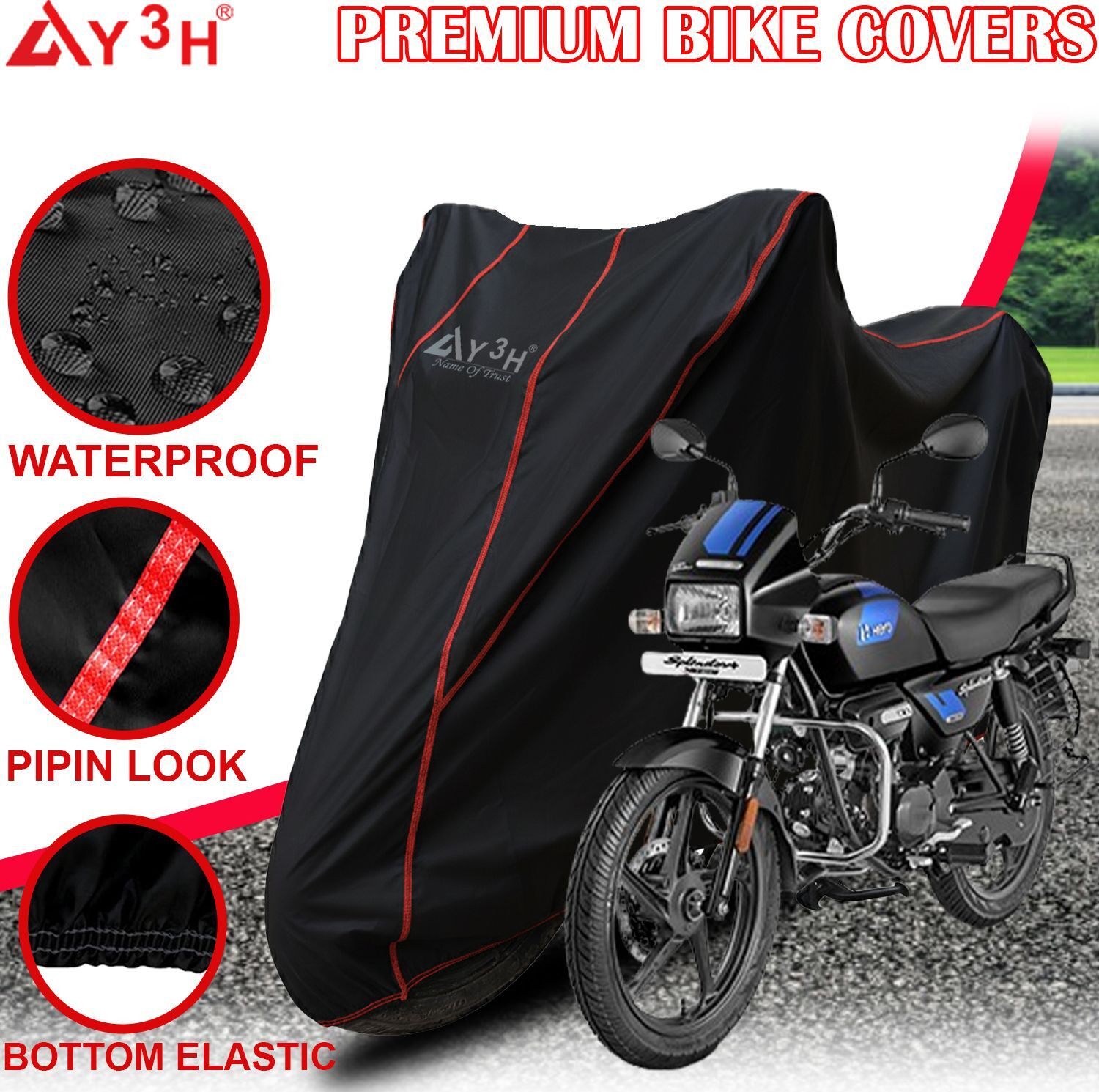 Image of FBC Waterproof Two Wheeler Cover for Bajaj (Pulsar 150, Black, Yellow)