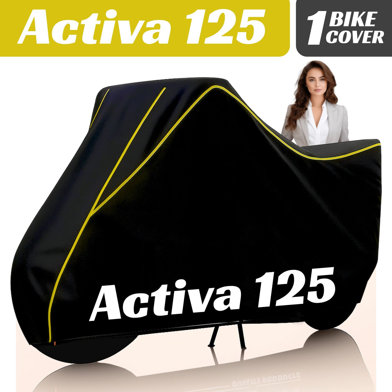 Image of AutoTen Waterproof Two Wheeler Cover for Honda (Activa 125, Black, Yellow)