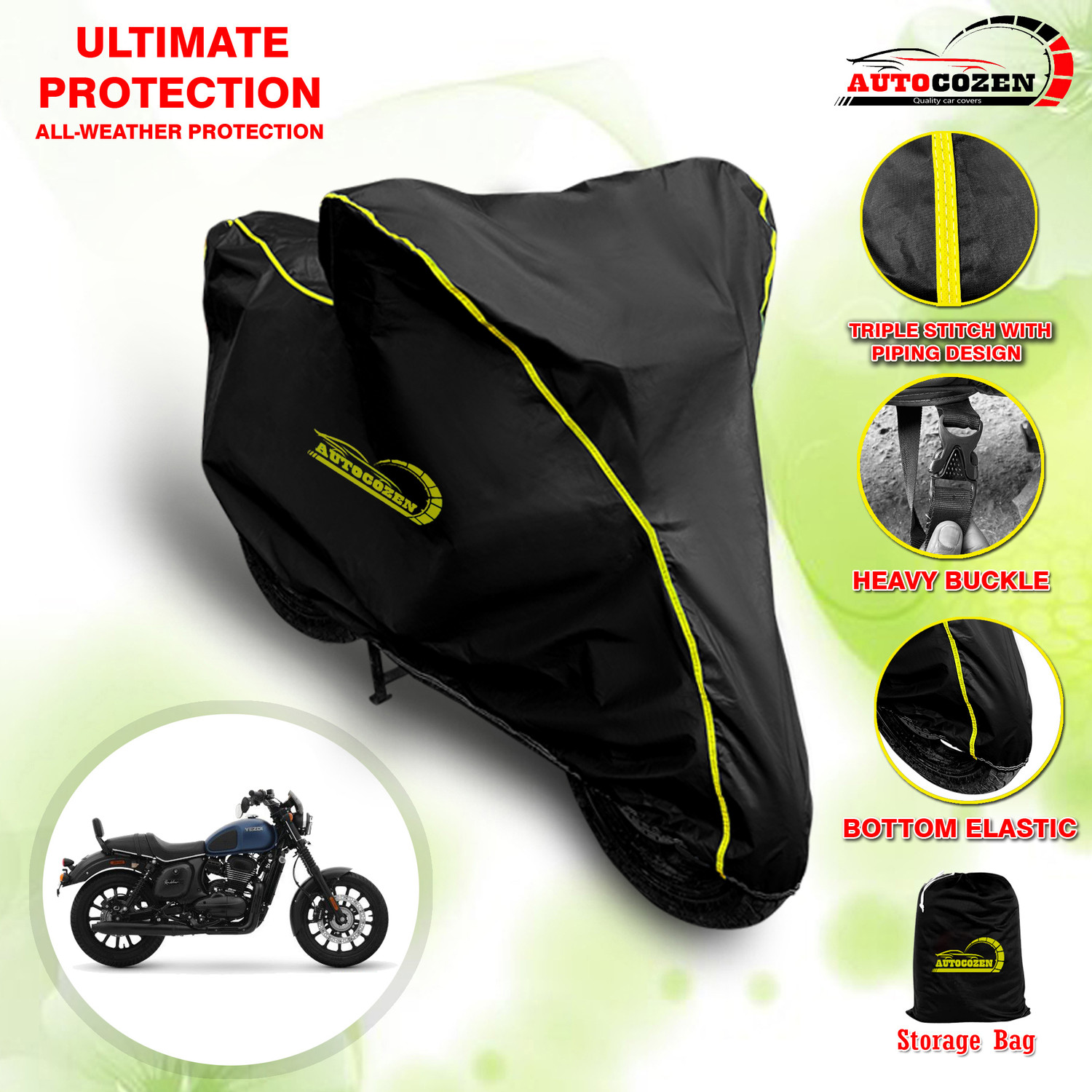 Image of FBC Waterproof Two Wheeler Cover for Yamaha (FZ, Silver)