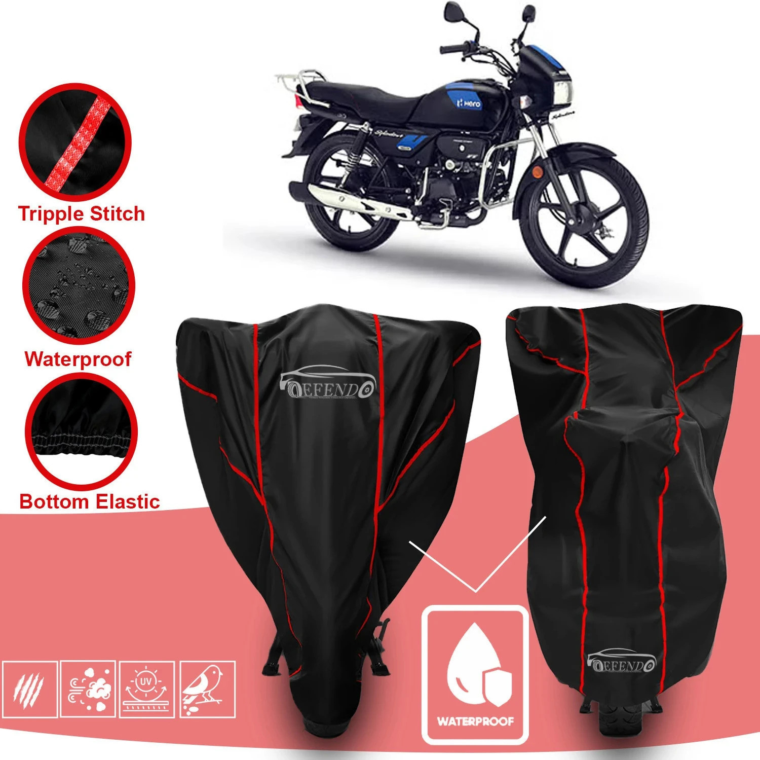 Image of FBC Waterproof Two Wheeler Cover for Bajaj (Pulsar 150, Black, Yellow)