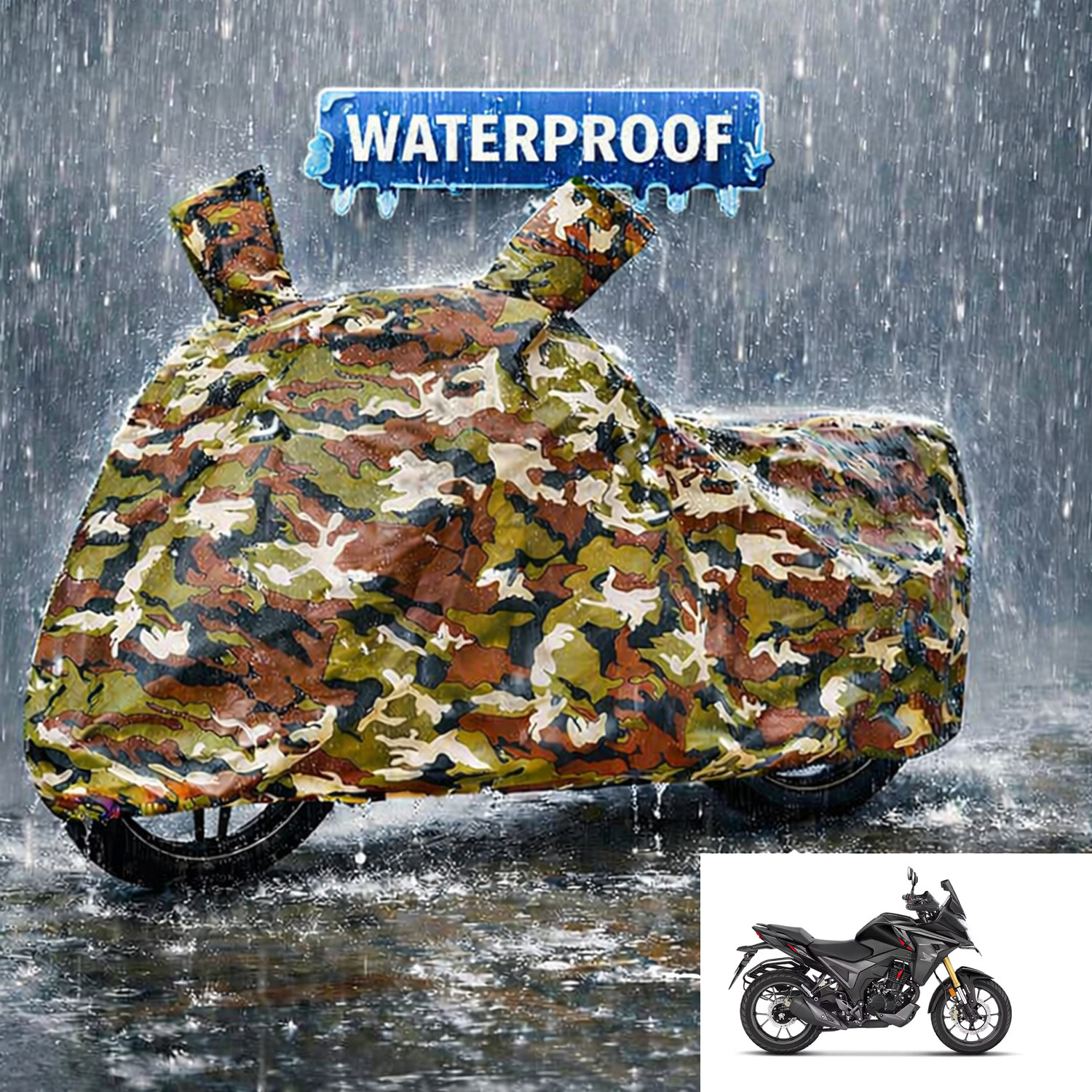 Image of Car Styling Waterproof Two Wheeler Cover for Bajaj (Pulsar N160, Multicolor)