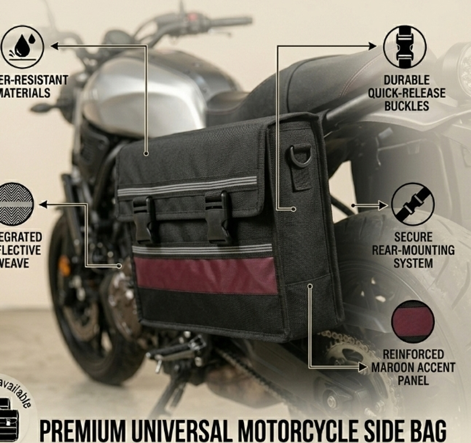Image of Yumin Non Magnetic Tank Bag For All Bike Accessories Waterproof Cover Universal Luggage Box Black Polyester Motorbike Saddlebag (2.5 L)